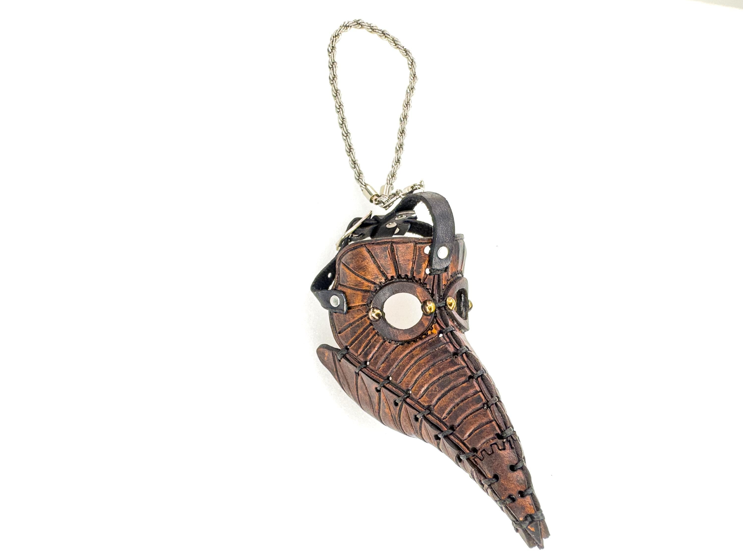 Plague Doctor Leather Mini Mask – Handcrafted Charm for Rearview Mirrors, Handbags, Lanyards, Party Favors & More Rockwell Masks