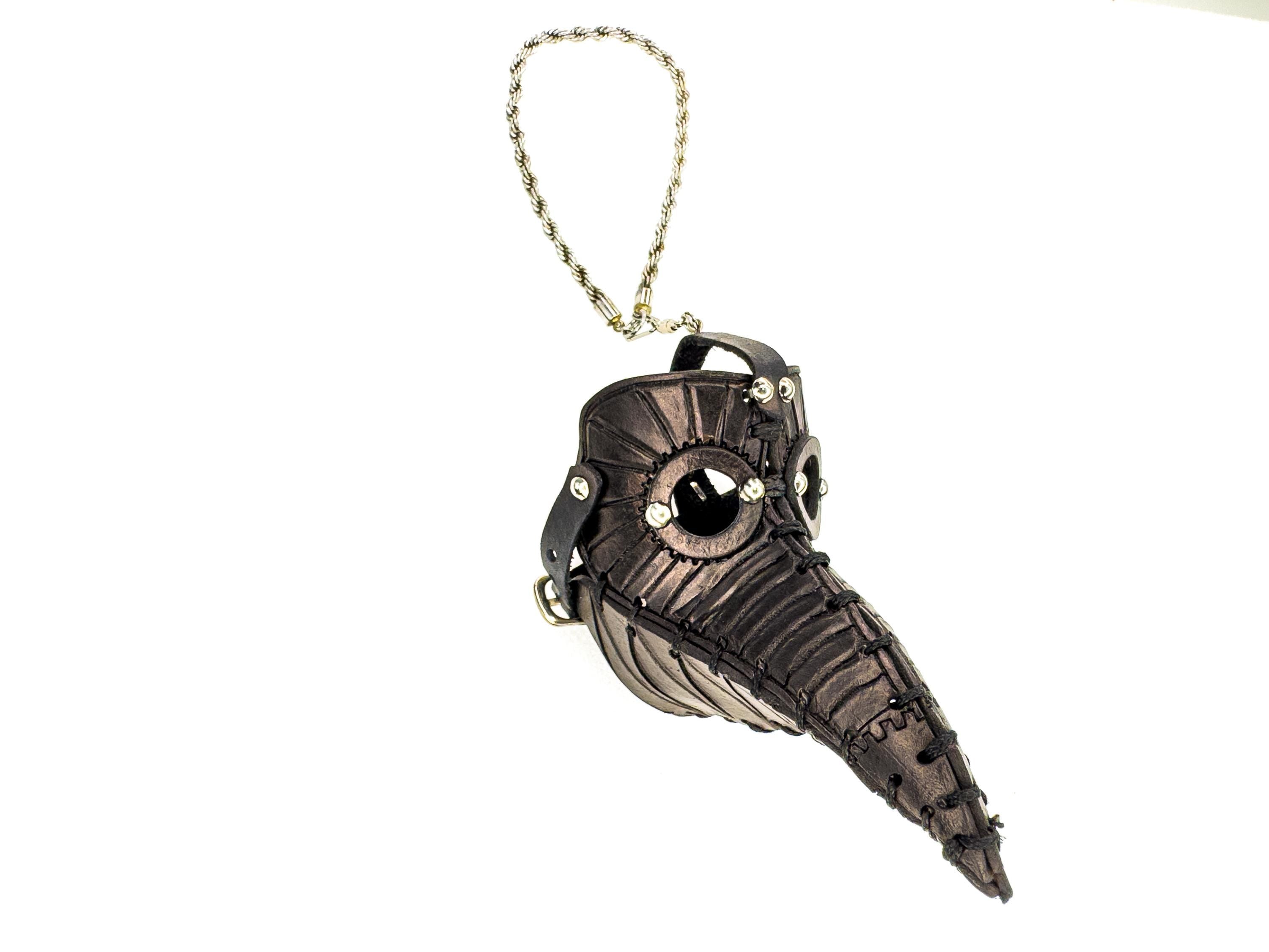 Plague Doctor Leather Mini Mask – Handcrafted Charm for Rearview Mirrors, Handbags, Lanyards, Party Favors & More Rockwell Masks