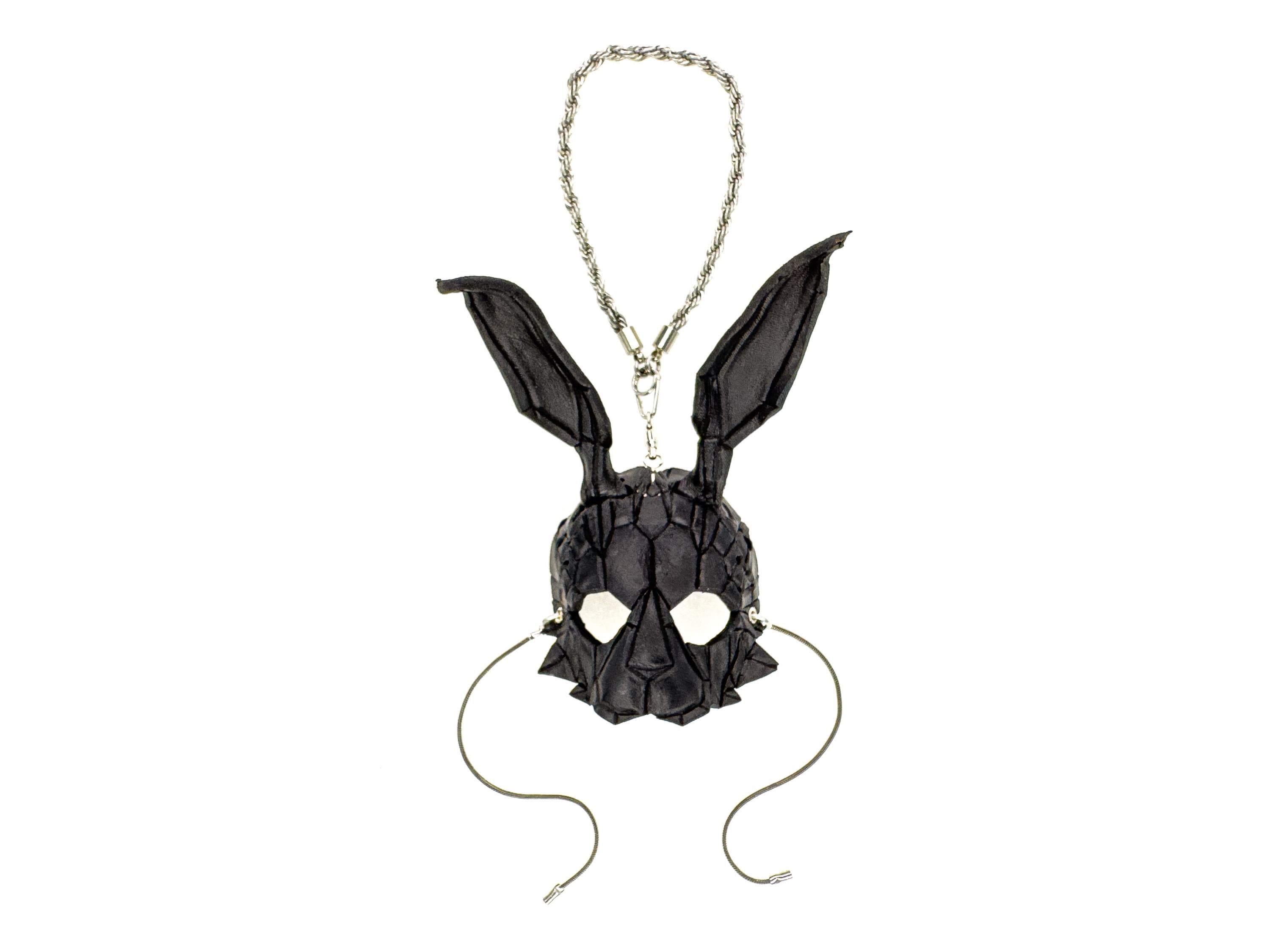 Graceful Bunny Leather Mini Mask – Handcrafted Charm for Rearview Mirrors, Handbags, Lanyards, Party Favors & More Rockwell Masks