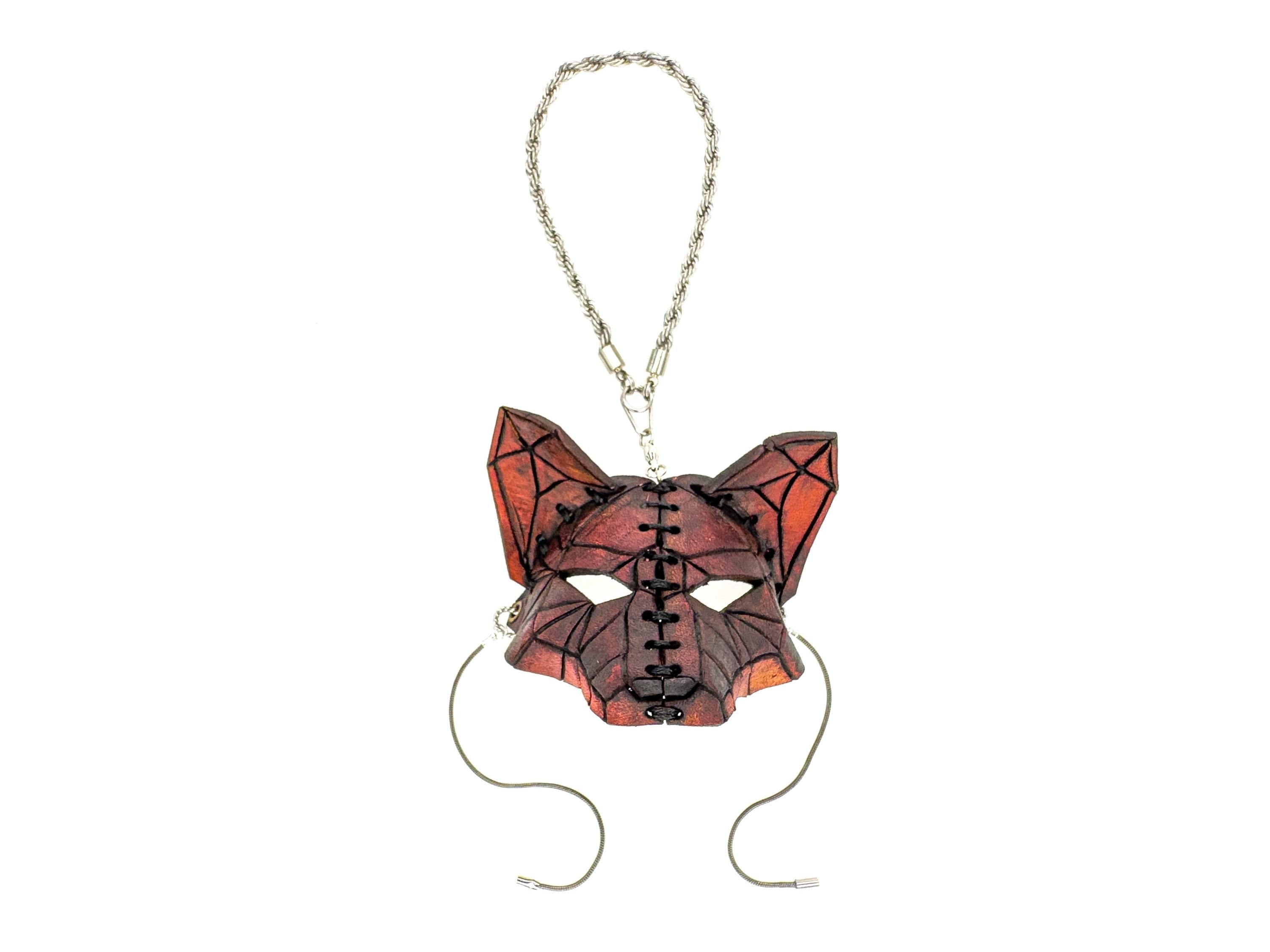 Sly Fox Leather Mini Mask – Handcrafted Charm for Rearview Mirrors, Handbags, Lanyards, Party Favors & More Rockwell Masks