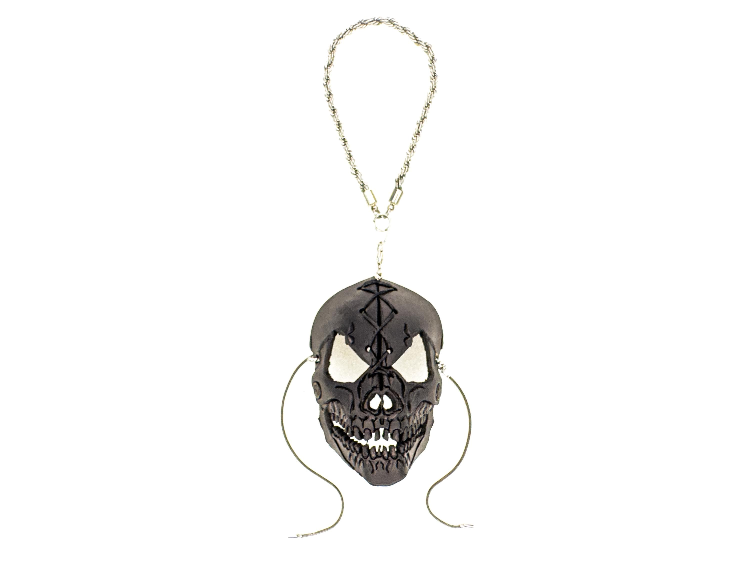 Menacing Skull Leather Mini Mask – Handcrafted Charm for Rearview Mirrors, Handbags, Lanyards, Party Favors & More Rockwell Masks