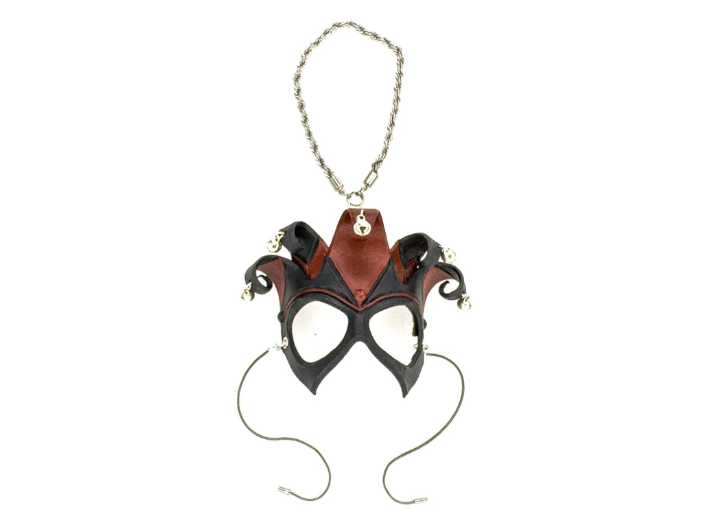 Court Jester - 5 Point Leather Mini Mask – Handcrafted Charm for Rearview Mirrors, Handbags, Lanyards, Party Favors & More Rockwell Masks