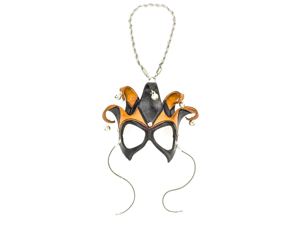 Court Jester - 5 Point Leather Mini Mask – Handcrafted Charm for Rearview Mirrors, Handbags, Lanyards, Party Favors & More Rockwell Masks