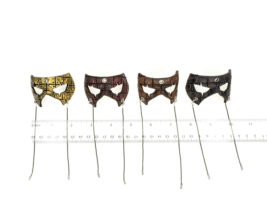 Grid Leather Mini Mask – Handcrafted Charm for Rearview Mirrors, Handbags, Lanyards, Party Favors & More Rockwell Masks