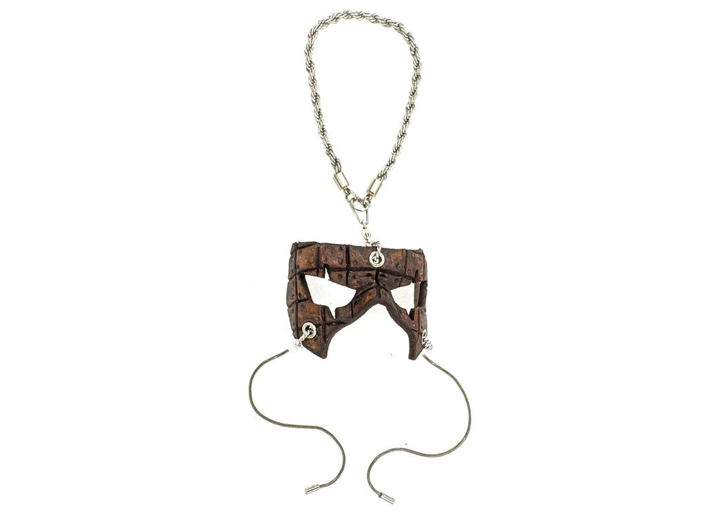 Grid Leather Mini Mask – Handcrafted Charm for Rearview Mirrors, Handbags, Lanyards, Party Favors & More Rockwell Masks