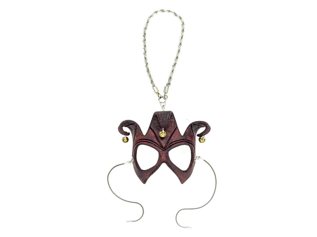 Court Jester - 3 Point Leather Mini Mask – Handcrafted Charm for Rearview Mirrors, Handbags, Lanyards, Party Favors & More Rockwell Masks
