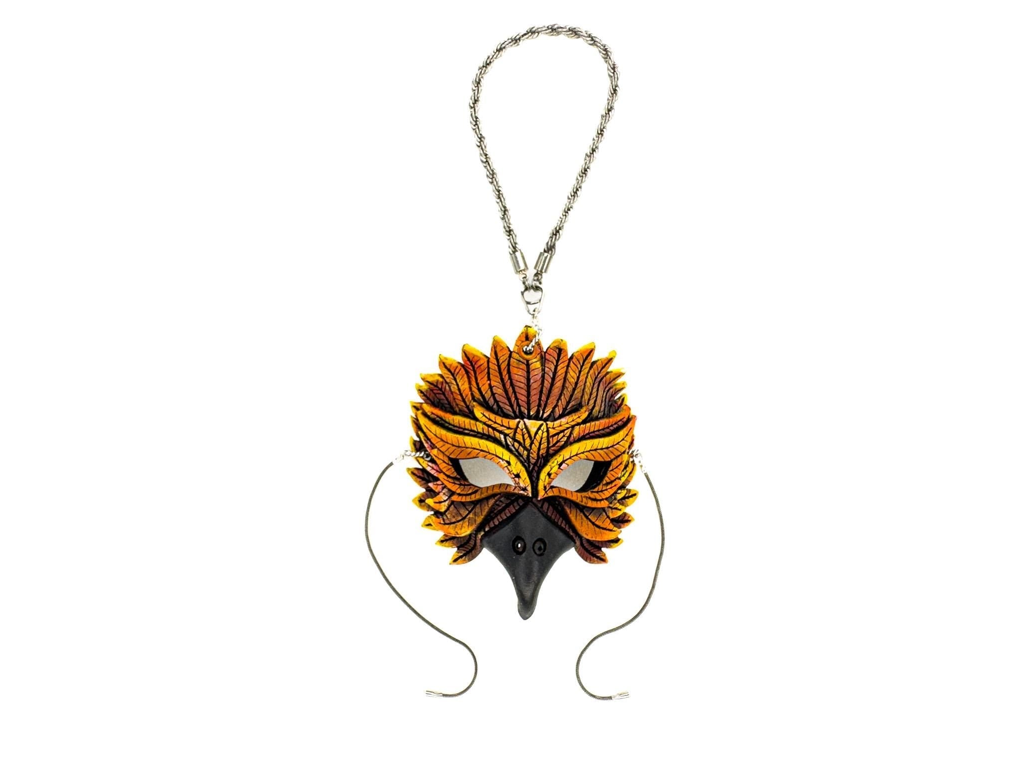Elegant Raven Leather Mini Mask – Handcrafted Charm for Rearview Mirrors, Handbags, Lanyards, Party Favors & More Rockwell Masks
