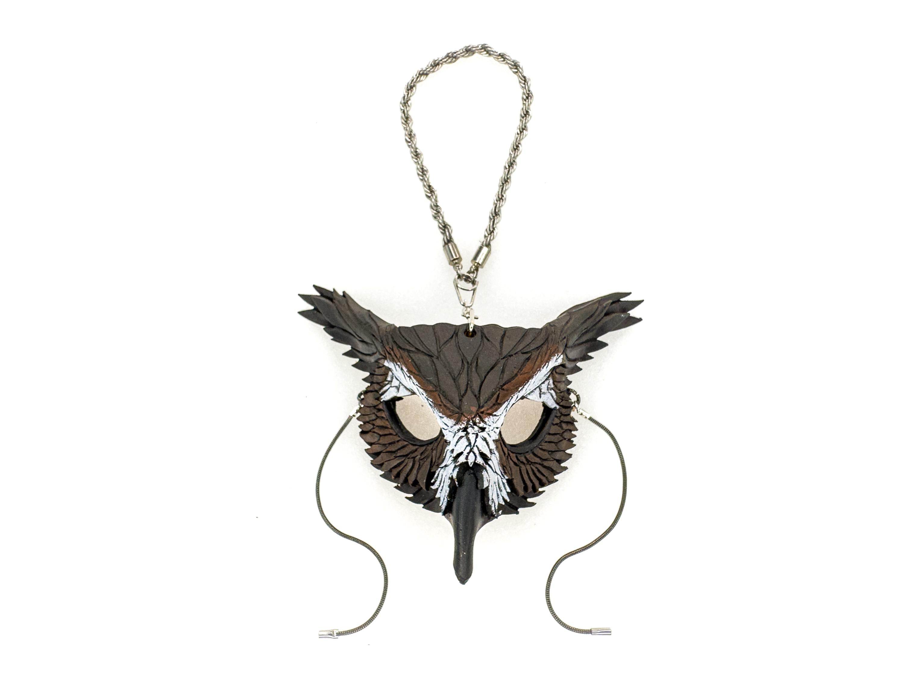 Wise Owl Leather Mini Mask – Handcrafted Charm for Rearview Mirrors, Handbags, Lanyards, Party Favors & More Rockwell Masks