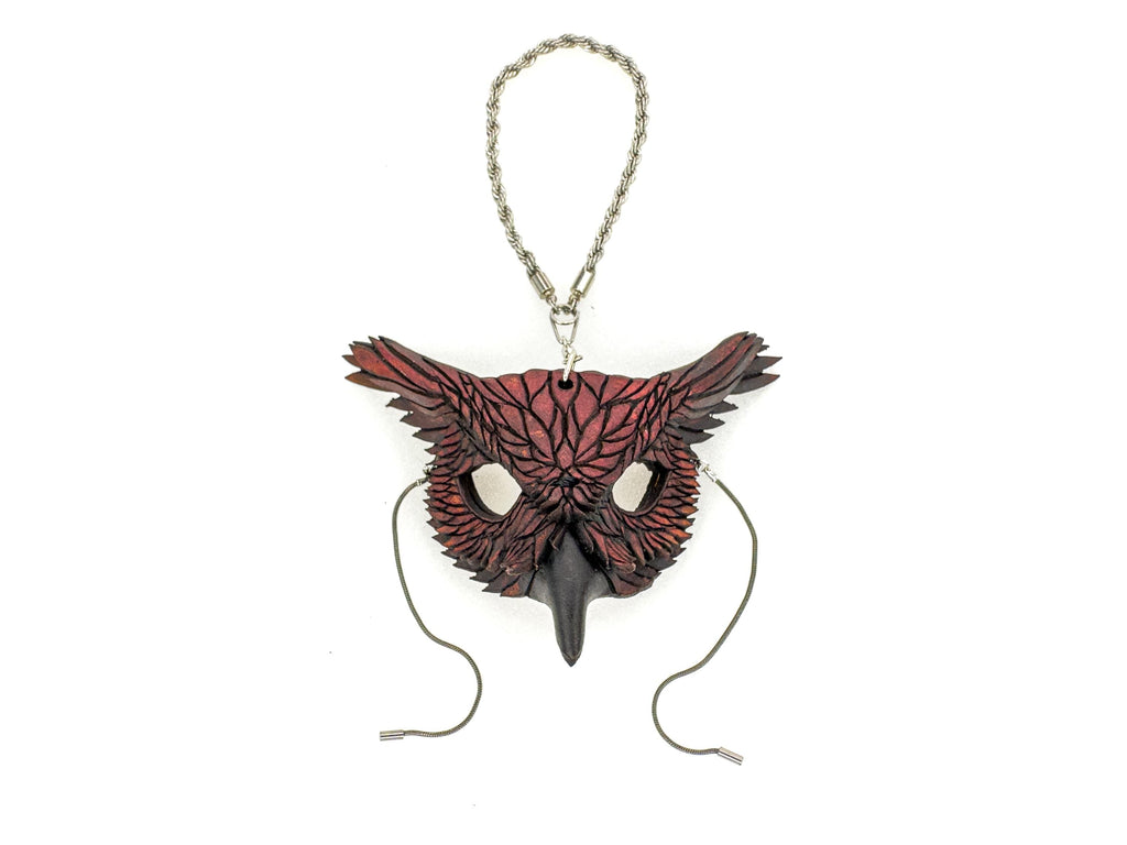 Wise Owl Leather Mini Mask – Handcrafted Charm for Rearview Mirrors, Handbags, Lanyards, Party Favors & More Rockwell Masks
