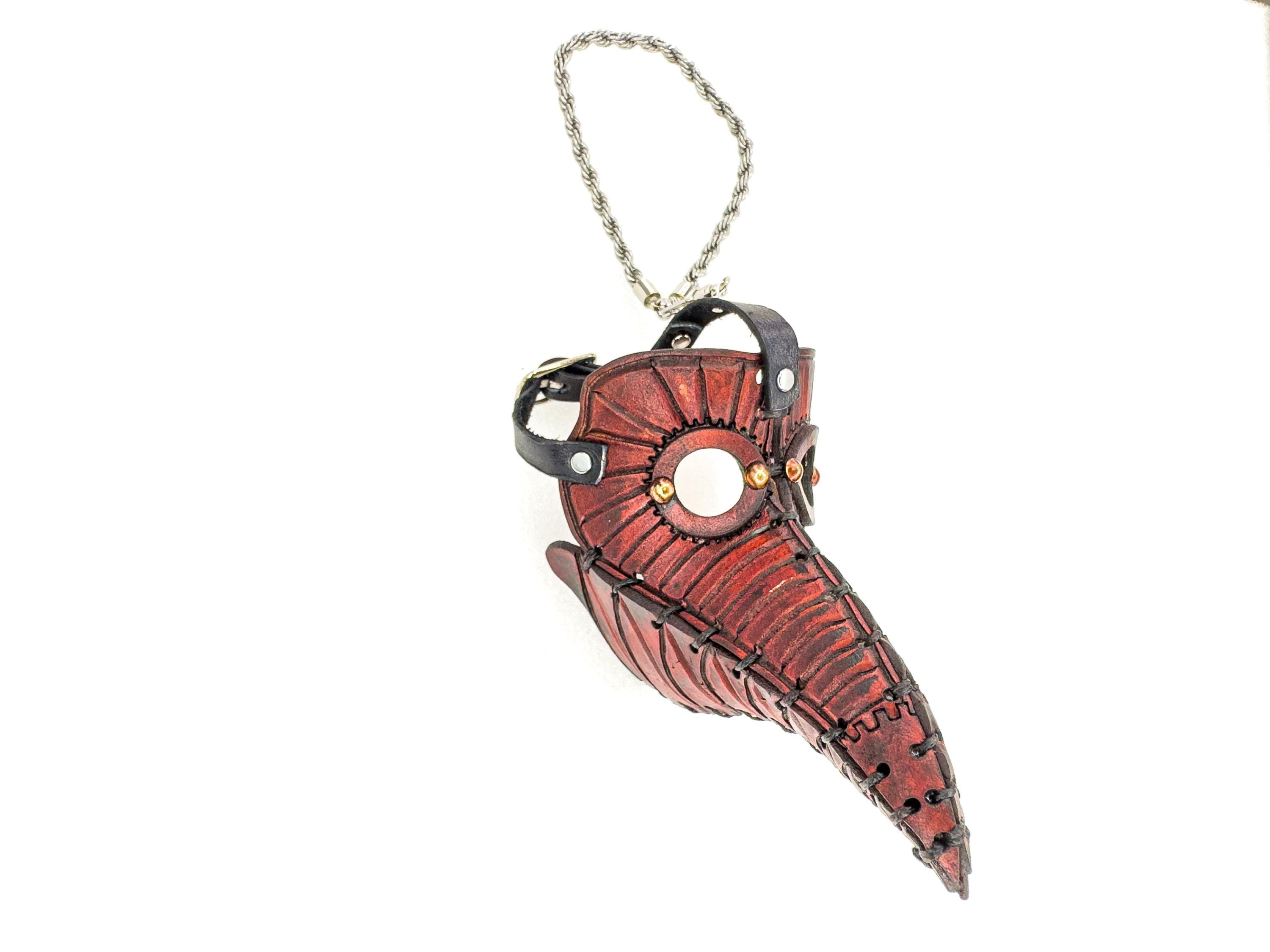Plague Doctor Leather Mini Mask – Handcrafted Charm for Rearview Mirrors, Handbags, Lanyards, Party Favors & More Rockwell Masks