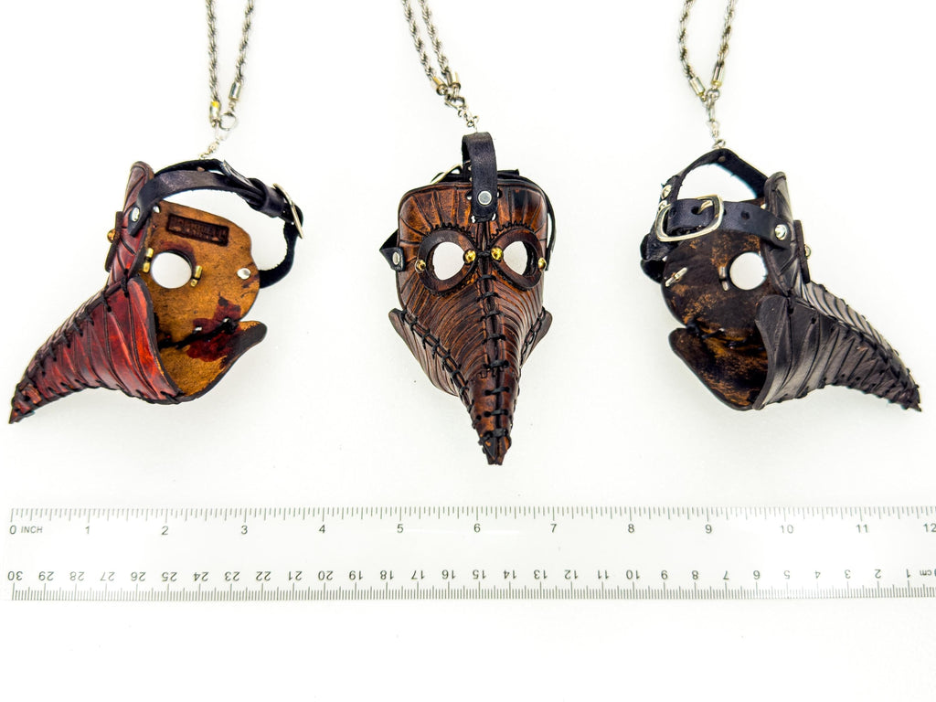 Plague Doctor Leather Mini Mask – Handcrafted Charm for Rearview Mirrors, Handbags, Lanyards, Party Favors & More Rockwell Masks