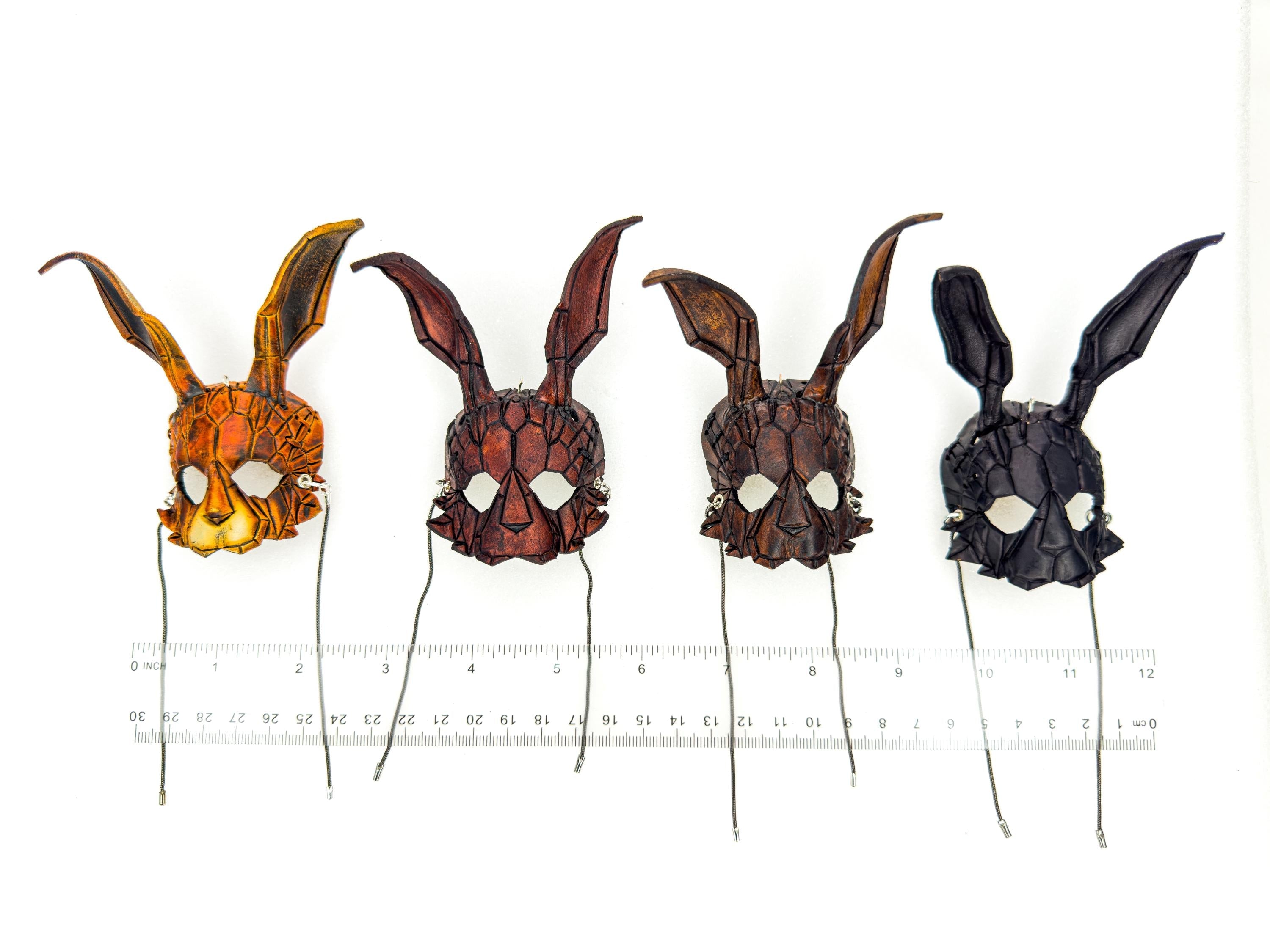 Graceful Bunny Leather Mini Mask – Handcrafted Charm for Rearview Mirrors, Handbags, Lanyards, Party Favors & More Rockwell Masks