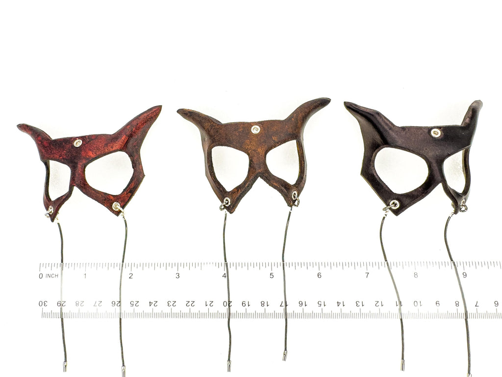 Curious Cat Leather Mini Mask – Handcrafted Charm for Rearview Mirrors, Handbags, Lanyards, Party Favors & More Rockwell Masks