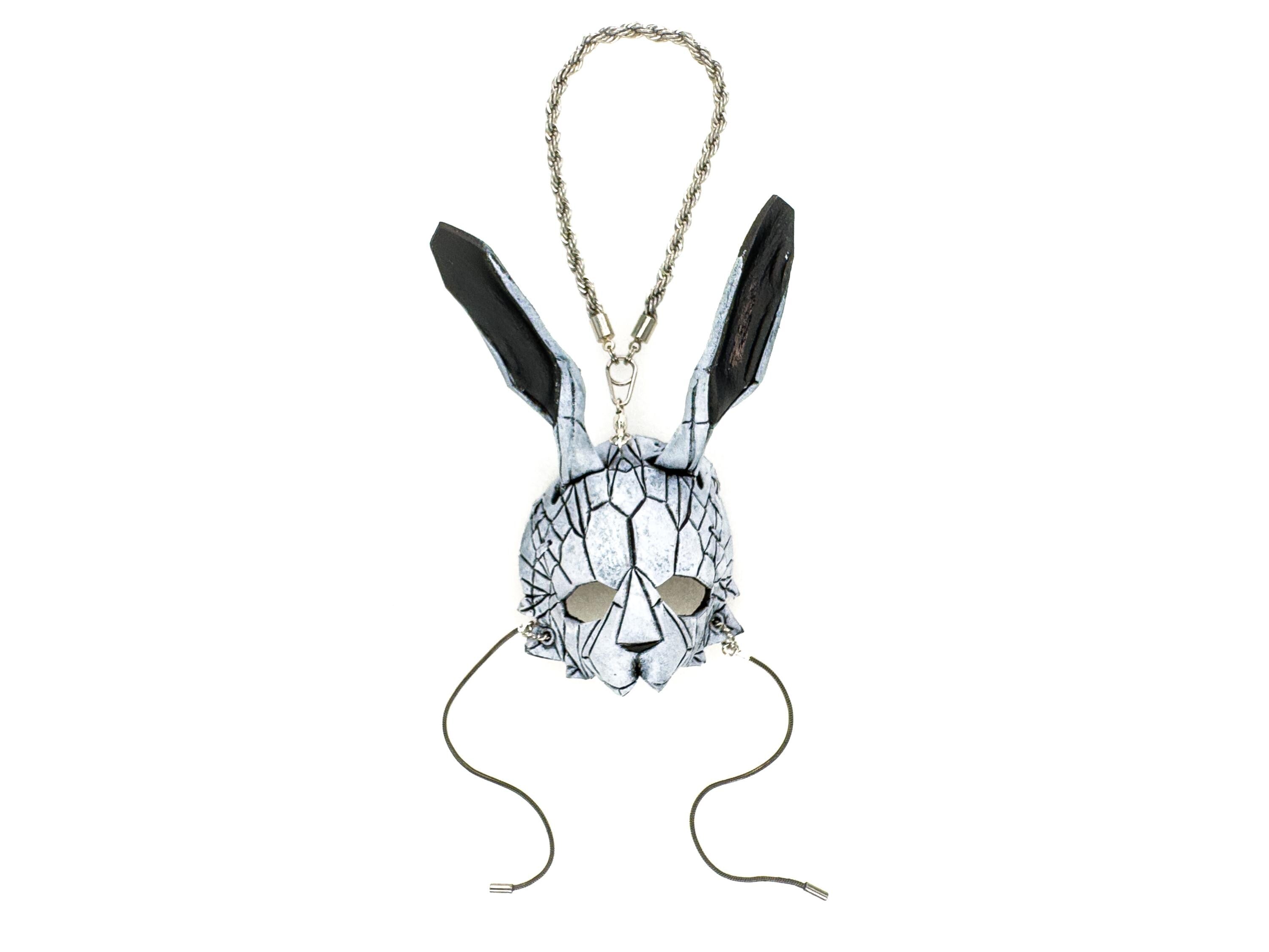 Geometric Bunny Leather Mini Mask – Handcrafted Charm for Rearview Mirrors, Handbags, Lanyards, Party Favors & More Rockwell Masks