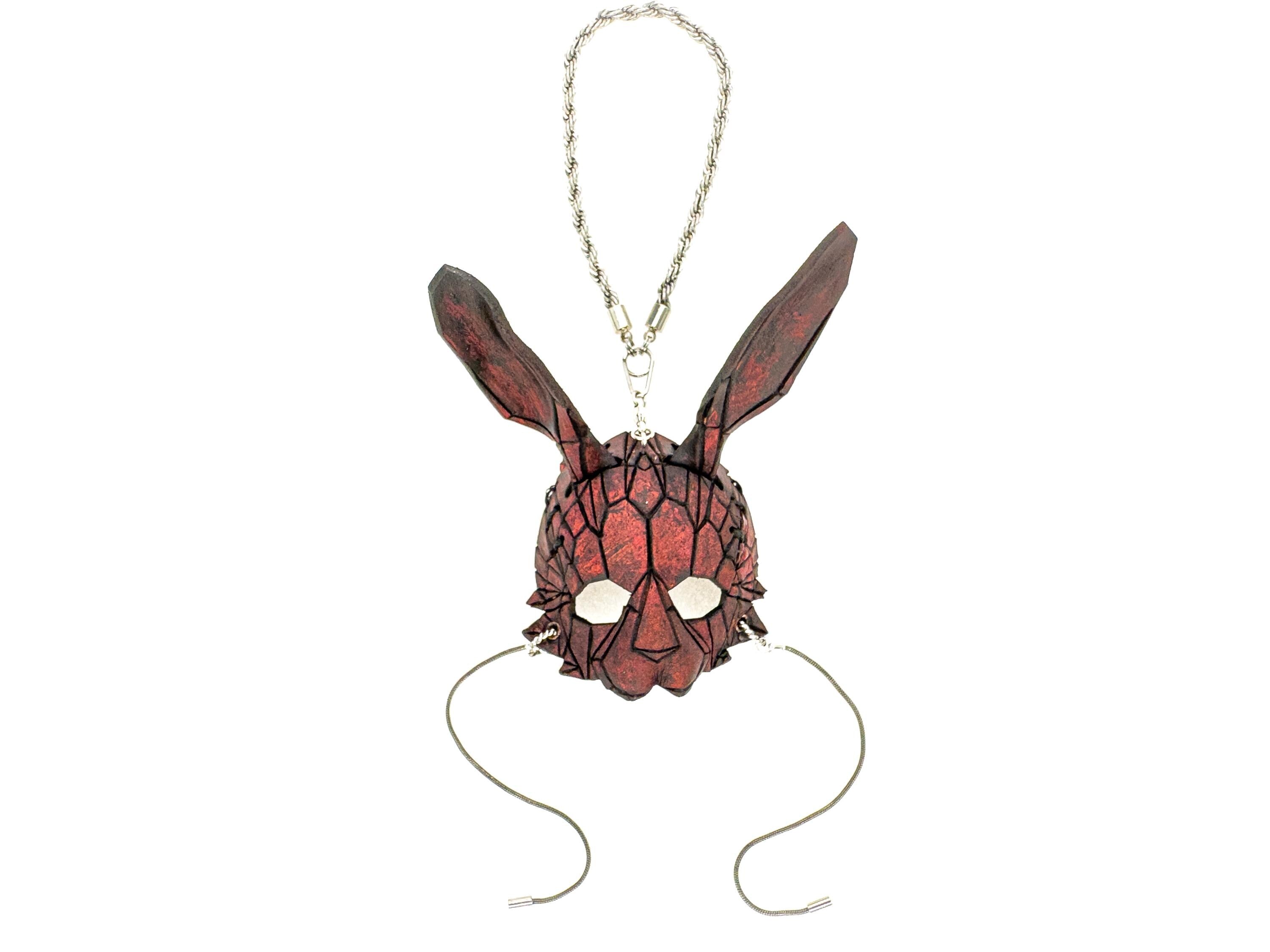 Geometric Bunny Leather Mini Mask – Handcrafted Charm for Rearview Mirrors, Handbags, Lanyards, Party Favors & More Rockwell Masks