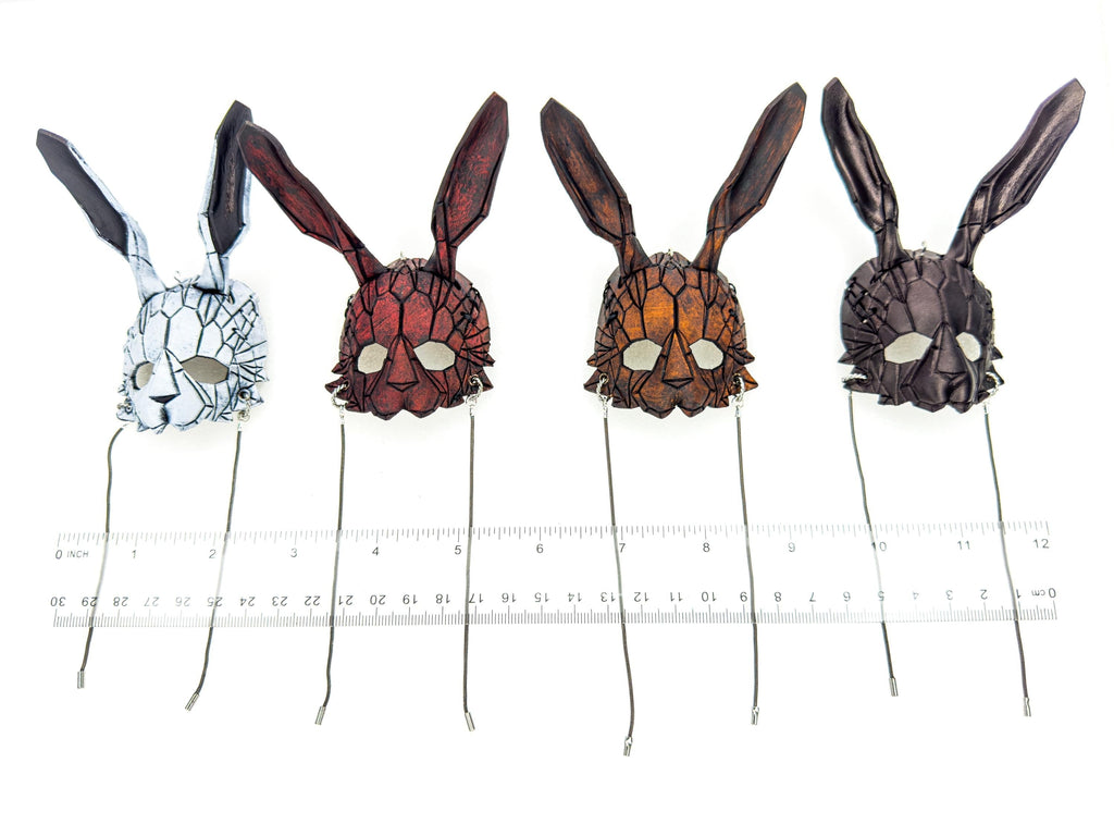 Geometric Bunny Leather Mini Mask – Handcrafted Charm for Rearview Mirrors, Handbags, Lanyards, Party Favors & More Rockwell Masks