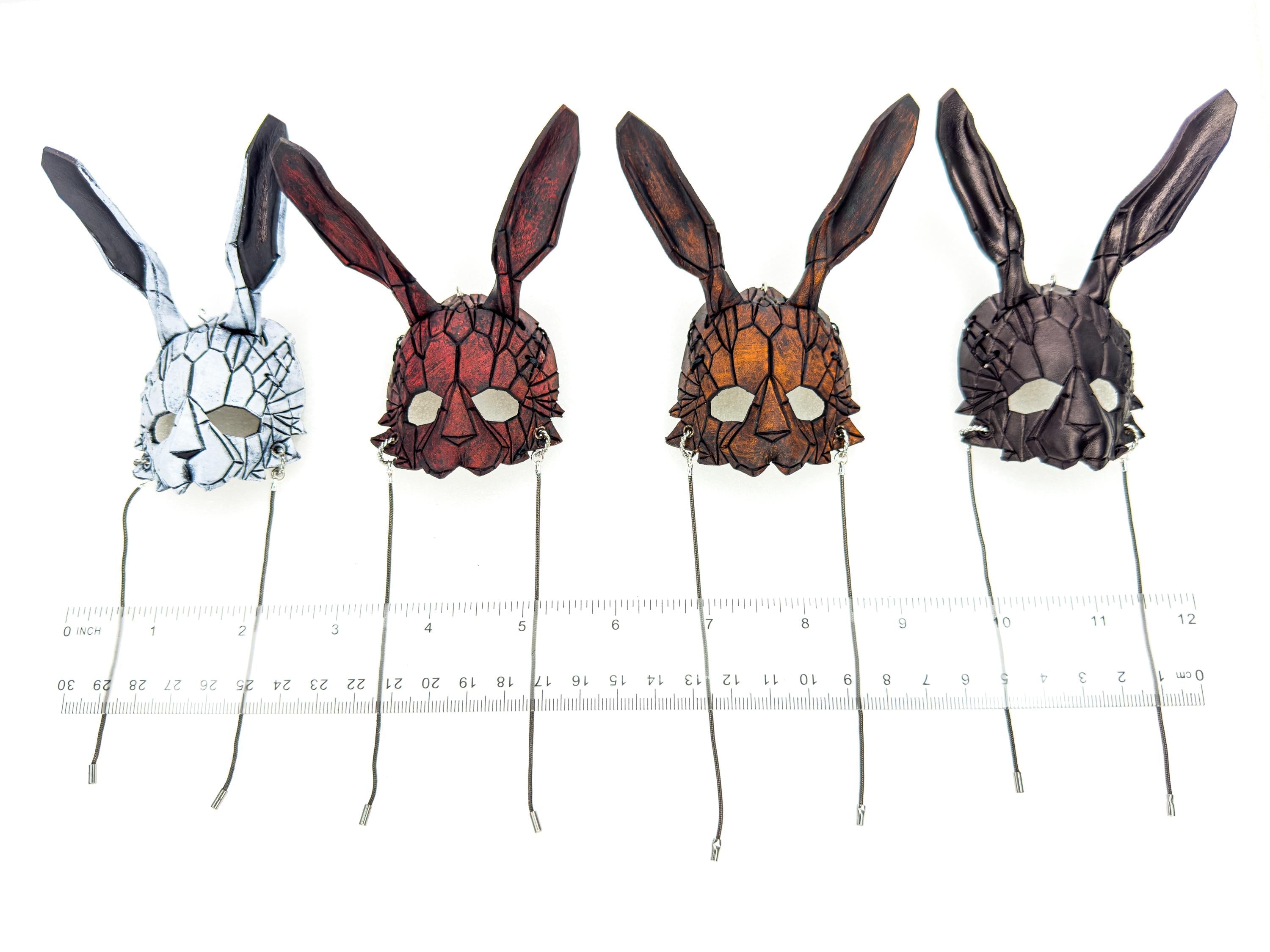 Geometric Bunny Leather Mini Mask – Handcrafted Charm for Rearview Mirrors, Handbags, Lanyards, Party Favors & More Rockwell Masks