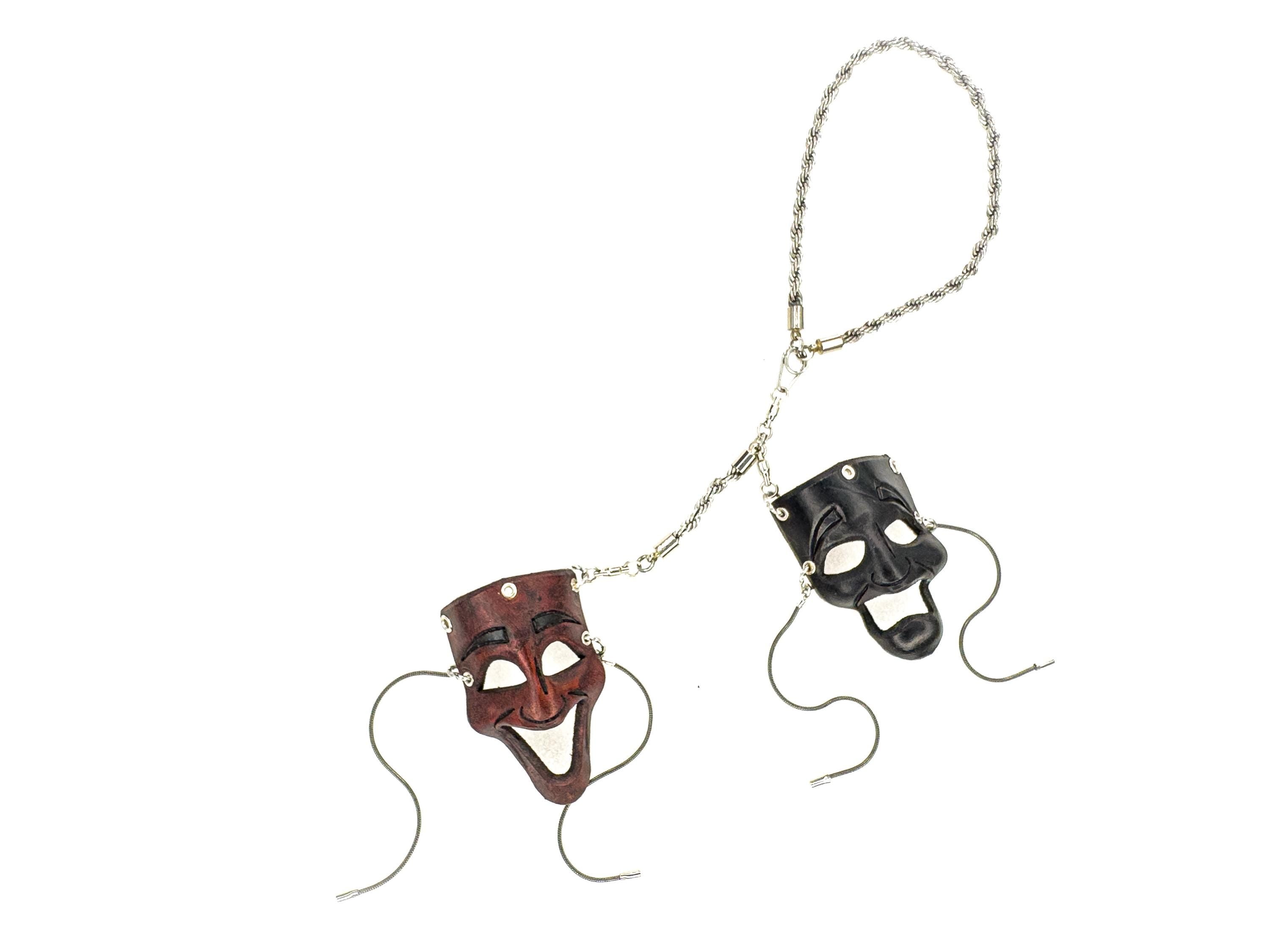 Olde Theatre Leather Mini Mask – Handcrafted Charm for Rearview Mirrors, Handbags, Lanyards, Party Favors & More Rockwell Masks