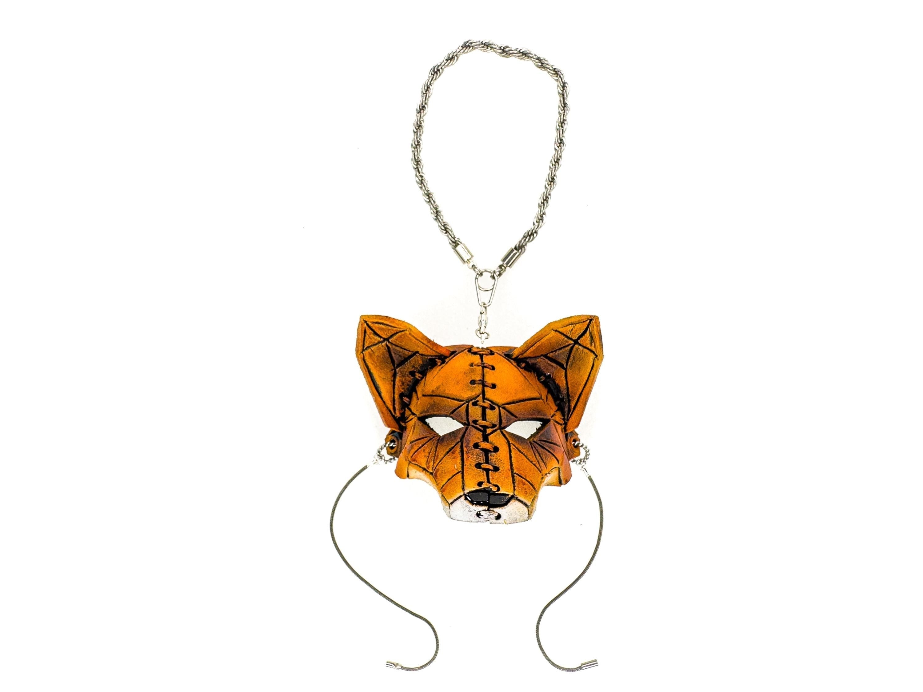 Sly Fox Leather Mini Mask – Handcrafted Charm for Rearview Mirrors, Handbags, Lanyards, Party Favors & More Rockwell Masks