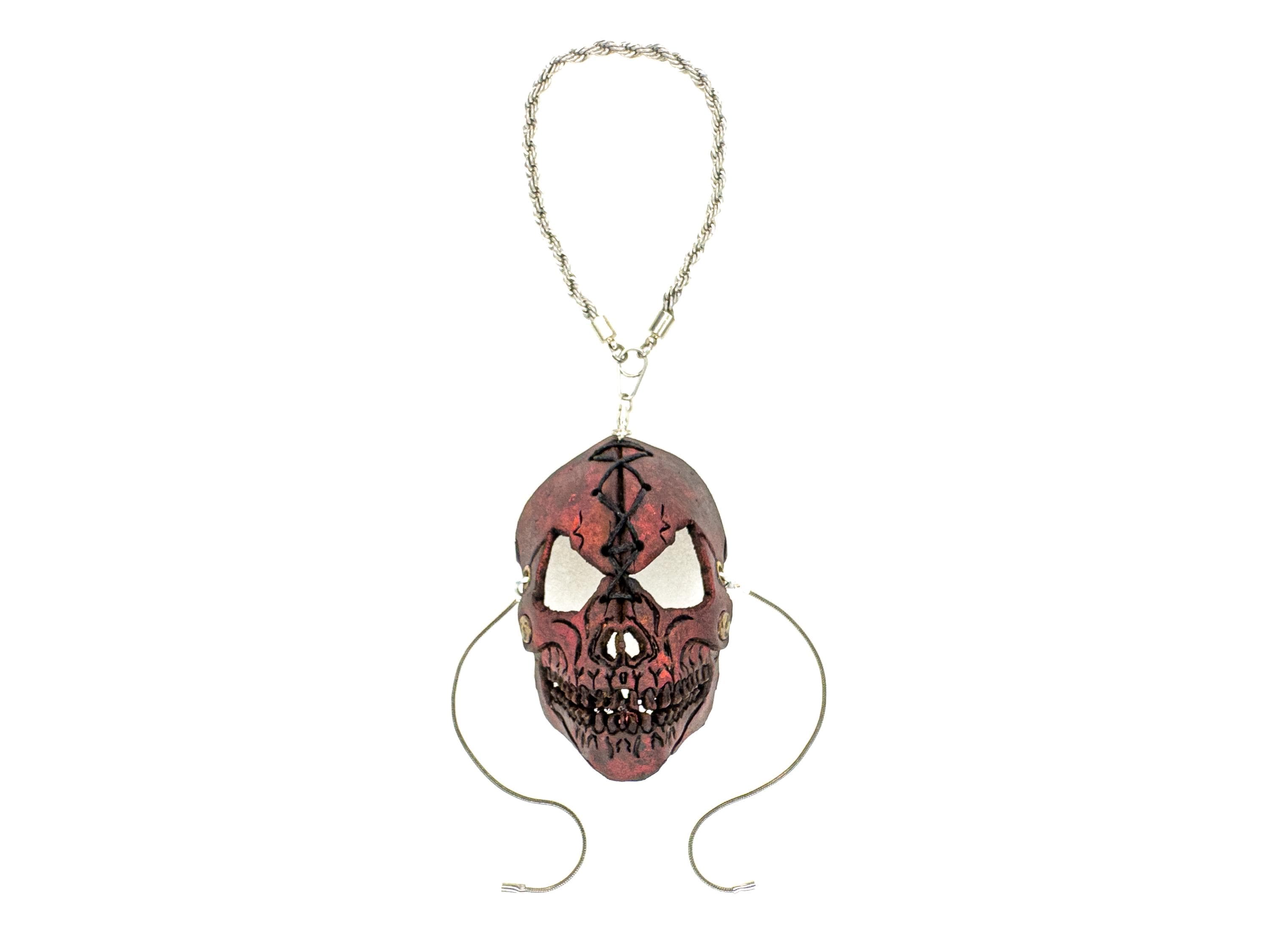 Menacing Skull Leather Mini Mask – Handcrafted Charm for Rearview Mirrors, Handbags, Lanyards, Party Favors & More Rockwell Masks