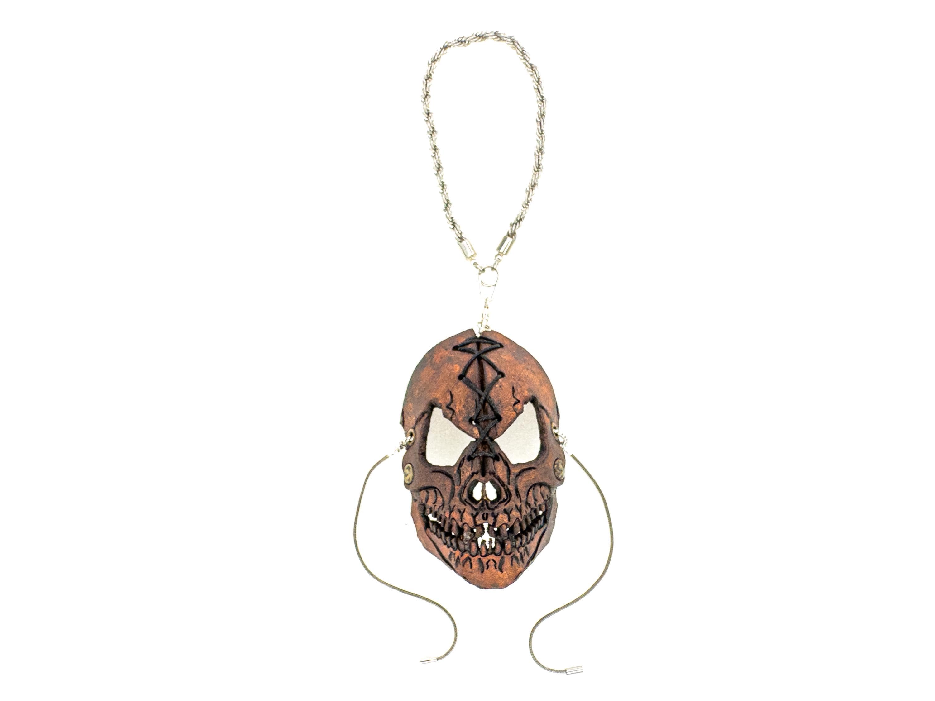 Menacing Skull Leather Mini Mask – Handcrafted Charm for Rearview Mirrors, Handbags, Lanyards, Party Favors & More Rockwell Masks