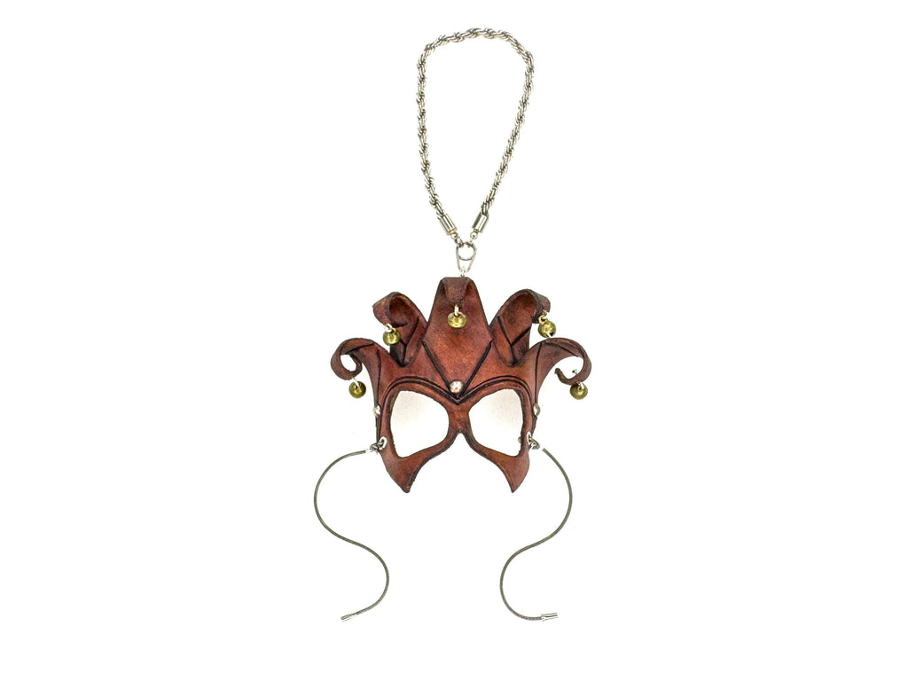 Court Jester - 5 Point Leather Mini Mask – Handcrafted Charm for Rearview Mirrors, Handbags, Lanyards, Party Favors & More Rockwell Masks