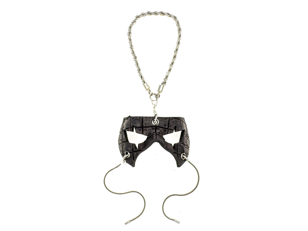 Grid Leather Mini Mask – Handcrafted Charm for Rearview Mirrors, Handbags, Lanyards, Party Favors & More Rockwell Masks