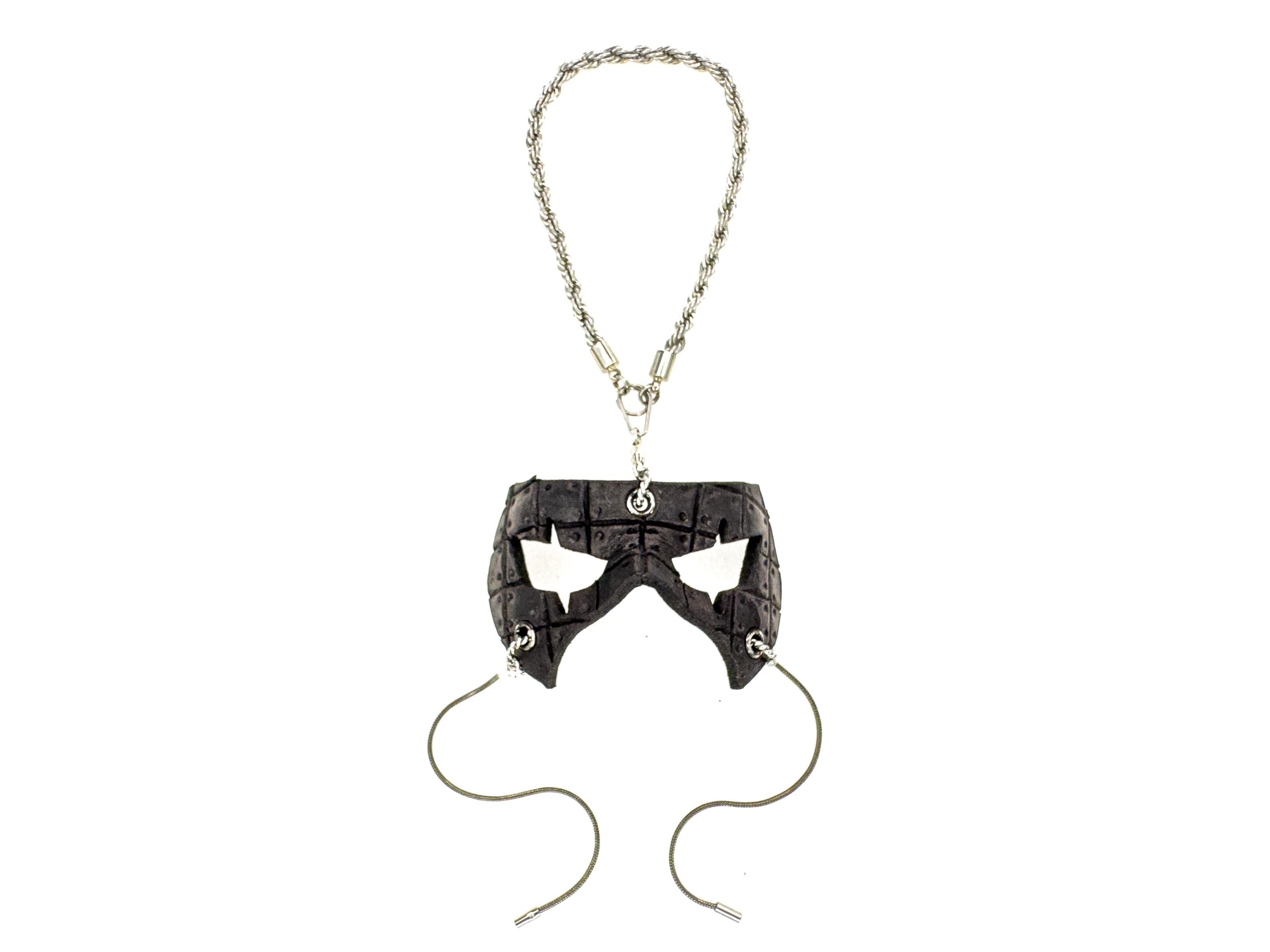 Grid Leather Mini Mask – Handcrafted Charm for Rearview Mirrors, Handbags, Lanyards, Party Favors & More Rockwell Masks