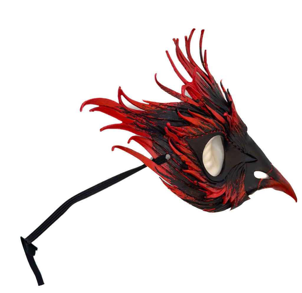 Layered Red Phoenix Handmade Genuine Leather Mask Rockwell Masks