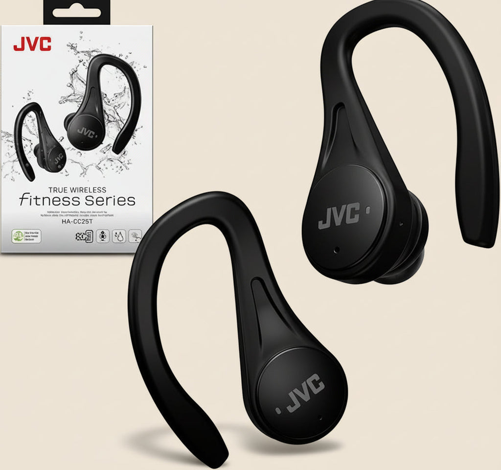 JVC Clip-Style Sport True Wireless Earbuds – Lightweight, IPX5 Water Resistant, 30-Hour Battery, Secure Fit (HA-EC25T Series) COLO