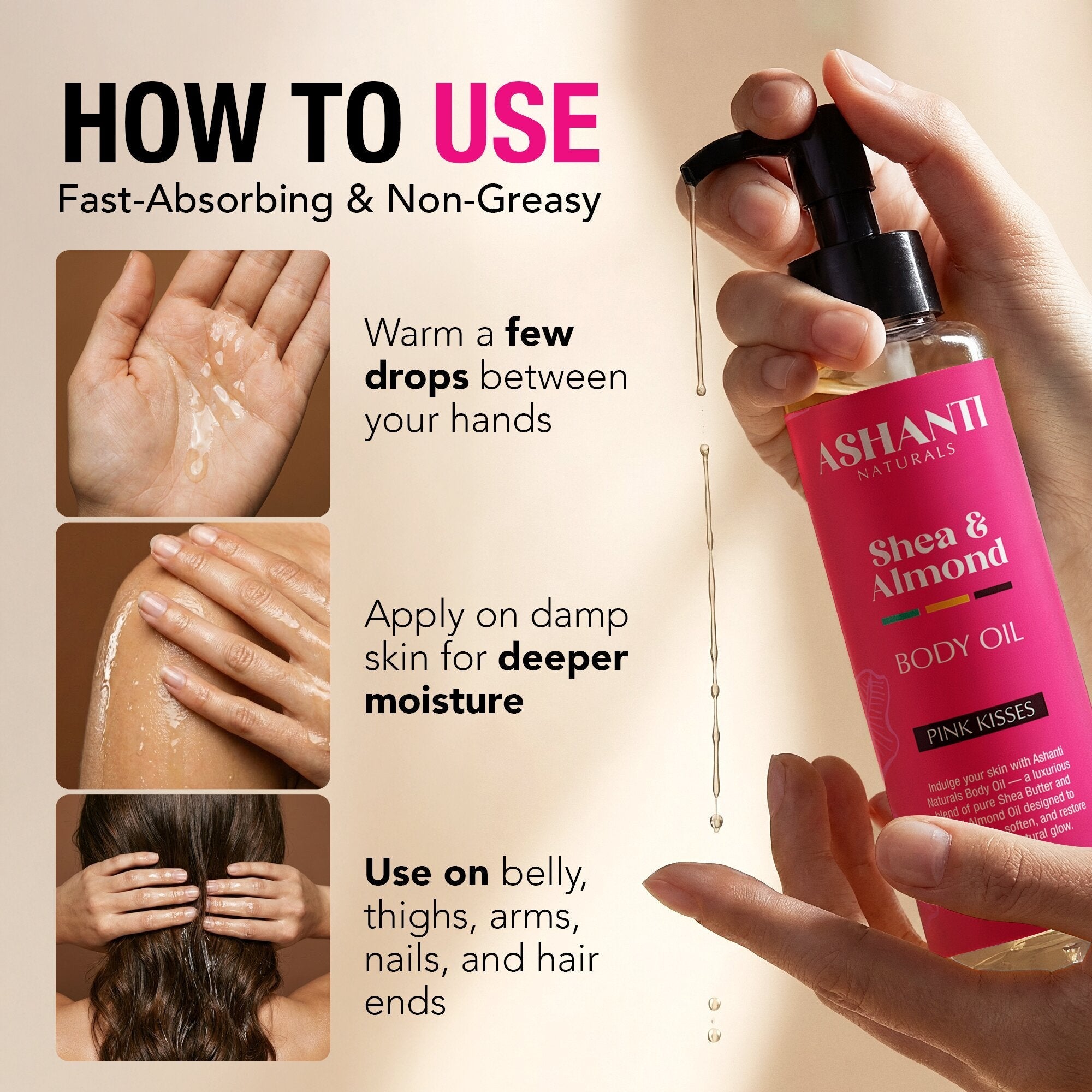 Shea & Almond Body Oil - Pink Kisses AshantiNaturals