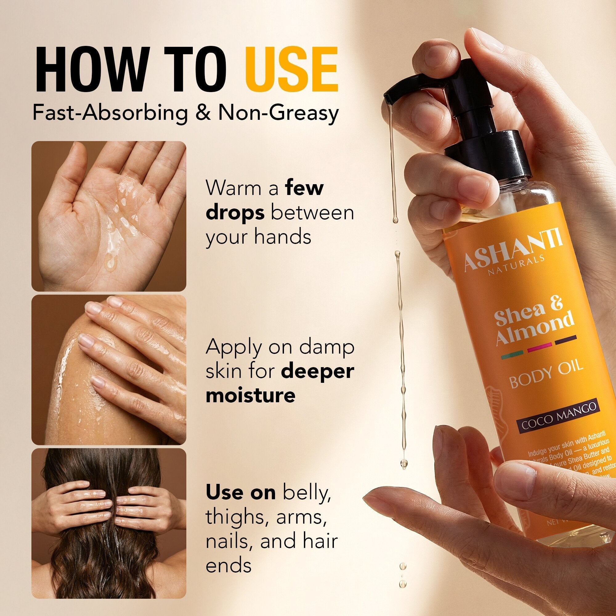 Shea & Almond Body Oil - Coco Mango AshantiNaturals