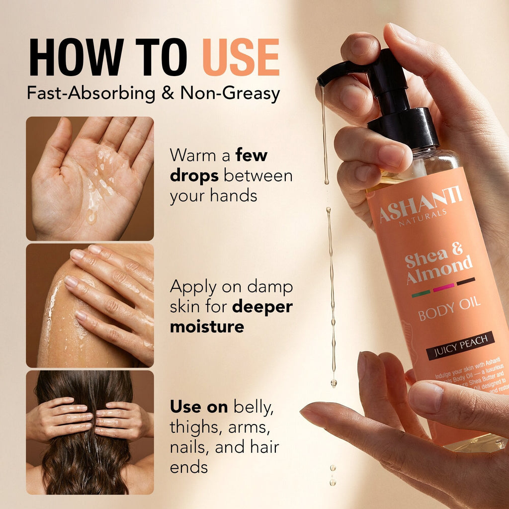 Shea & Almond Body Oil - Juicy Peach AshantiNaturals