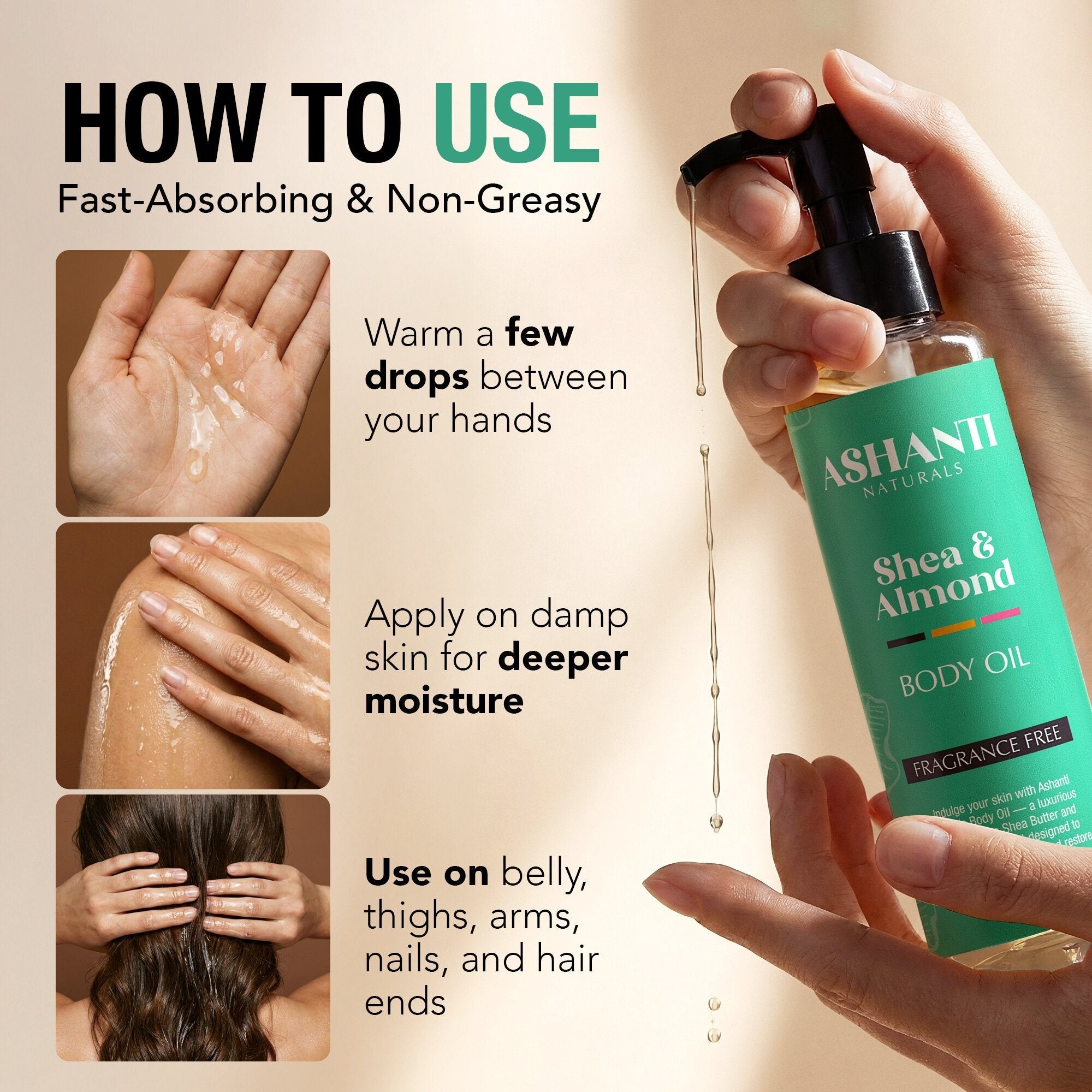 Shea & Almond Body Oil - Fragrance Free AshantiNaturals