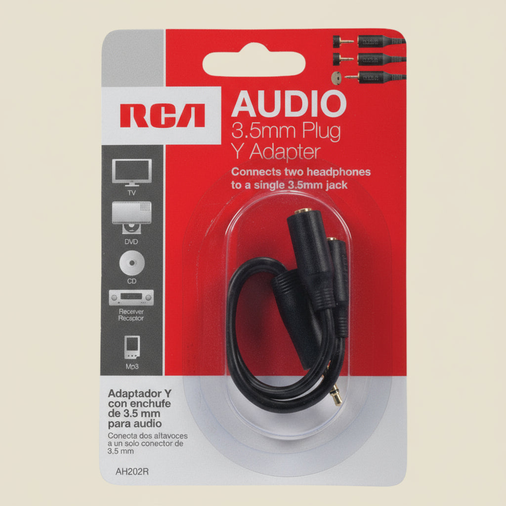 RCA AH202R 3.5mm Headphone Splitter – 3-Inch Audio Adapter Cable COLO