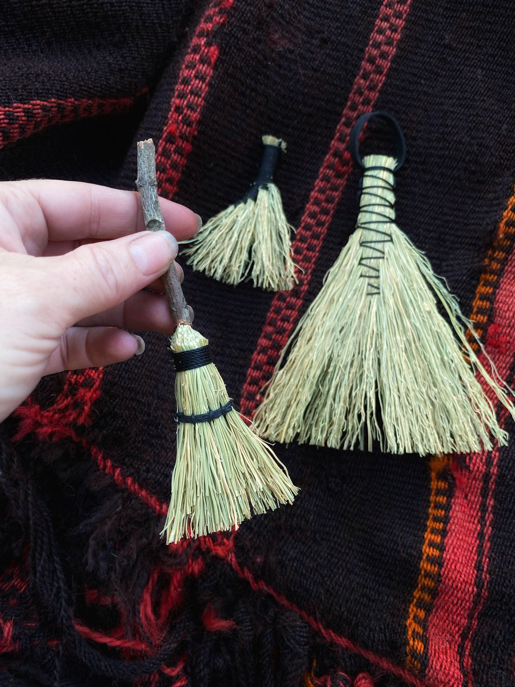 Miniature Besom/Sweeper Broom or Hand Brooms -3-5" Tampico -(functional or as an ornament) Keven Craft Rituals