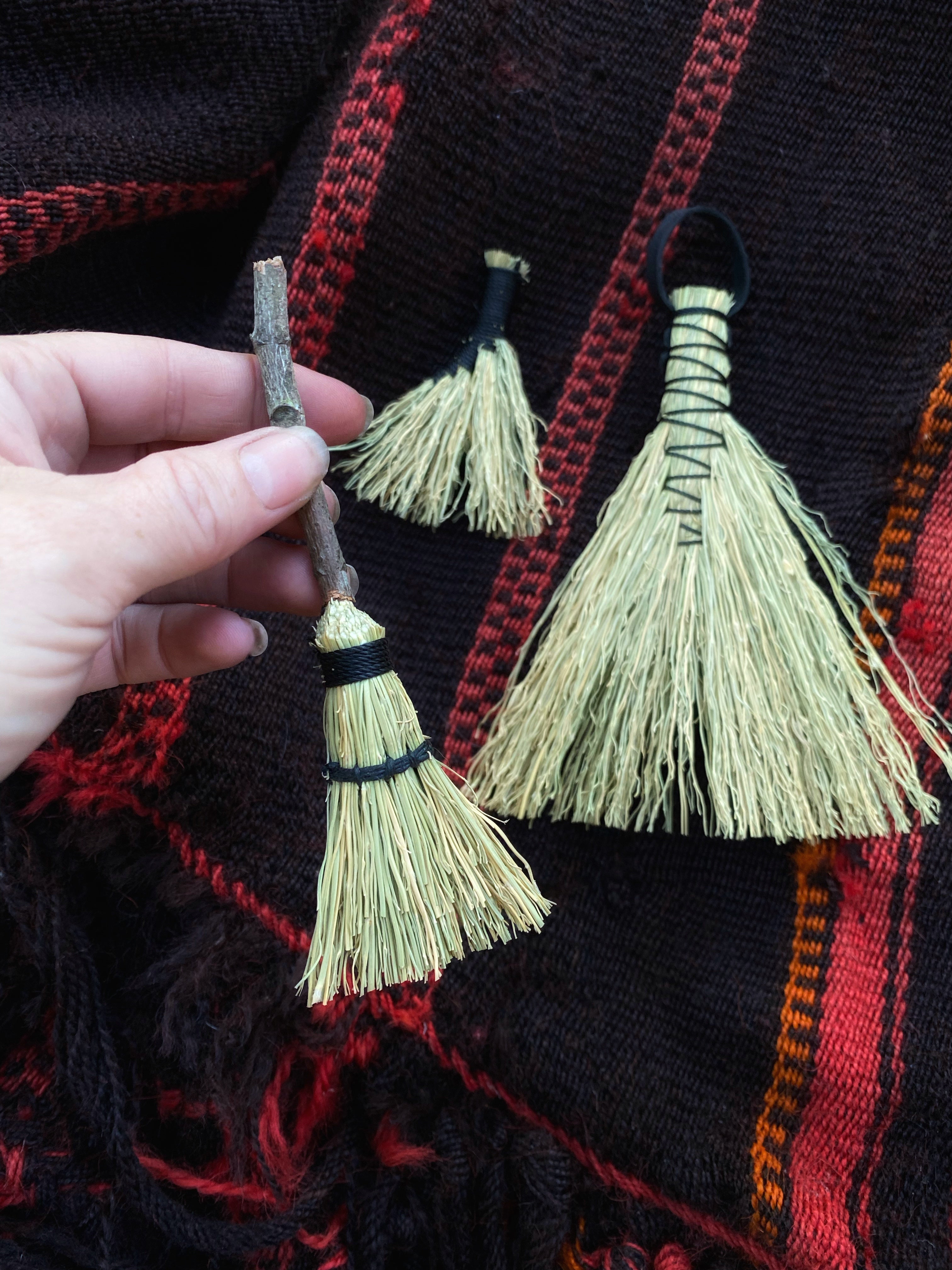 Miniature Besom/Sweeper Broom or Hand Brooms -3-5" Tampico -(functional or as an ornament) Keven Craft Rituals