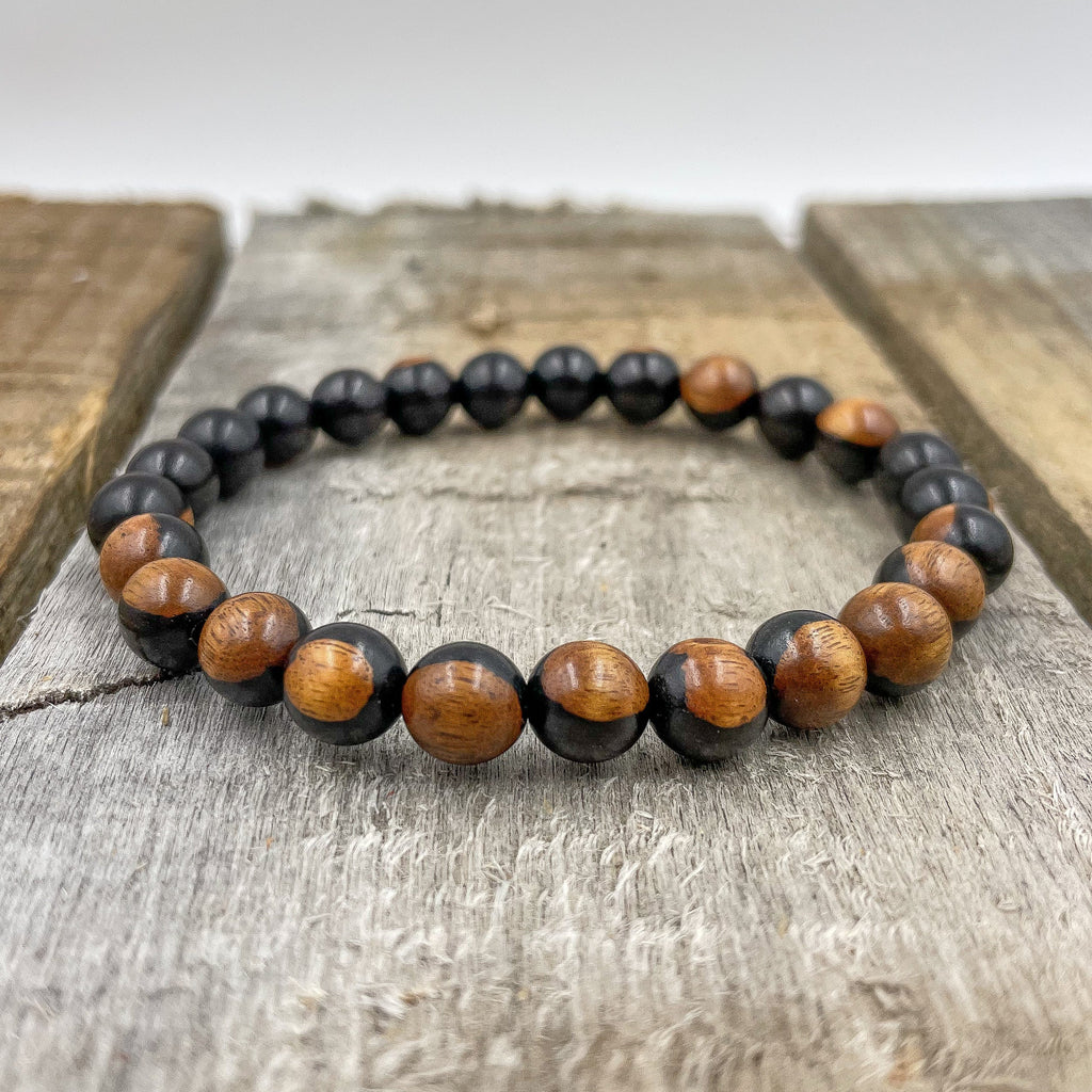 Union - Dual Black/Brown Sandalwood Mala Beaded Bracelet Everwood Original