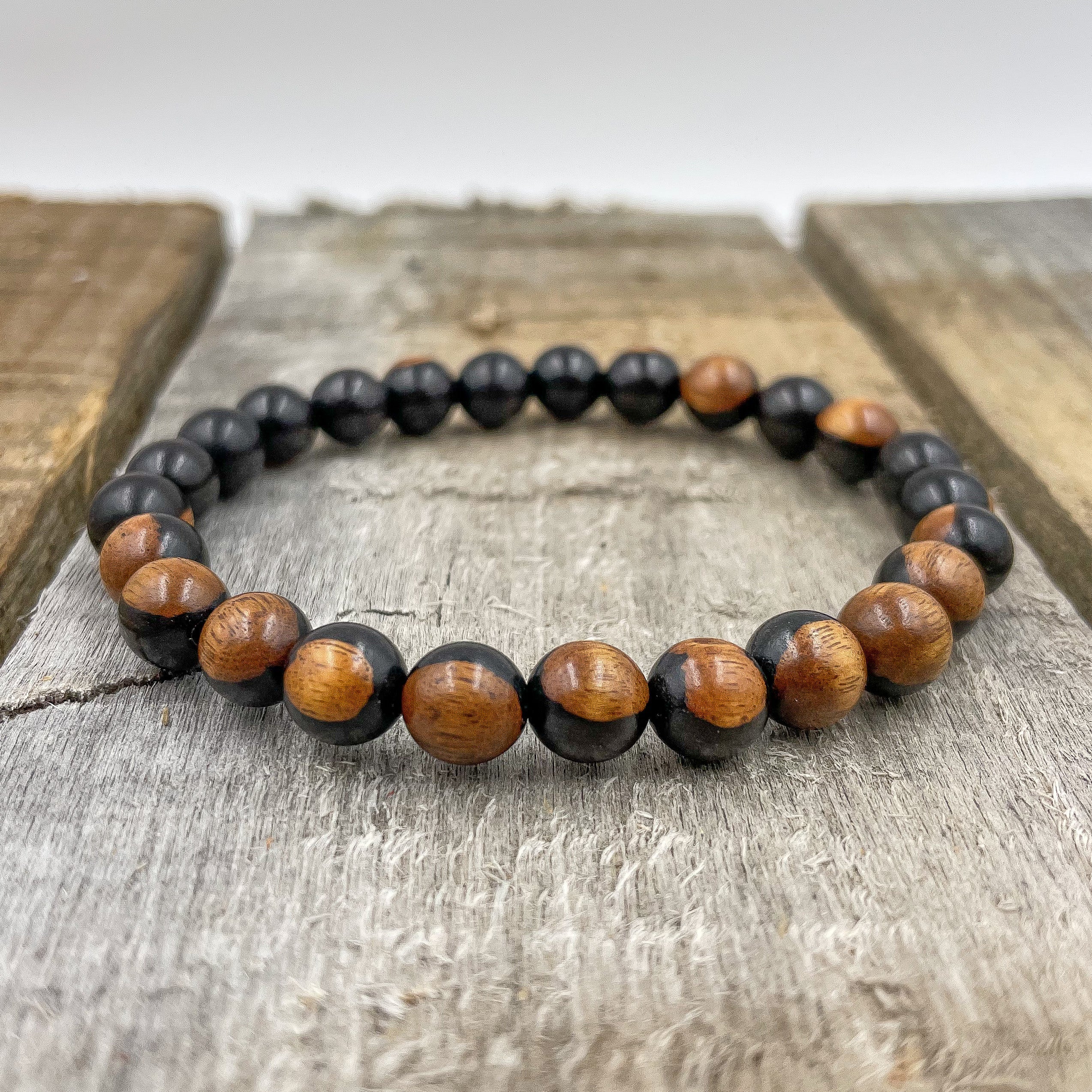 Union - Dual Black/Brown Sandalwood Mala Beaded Bracelet Everwood Original