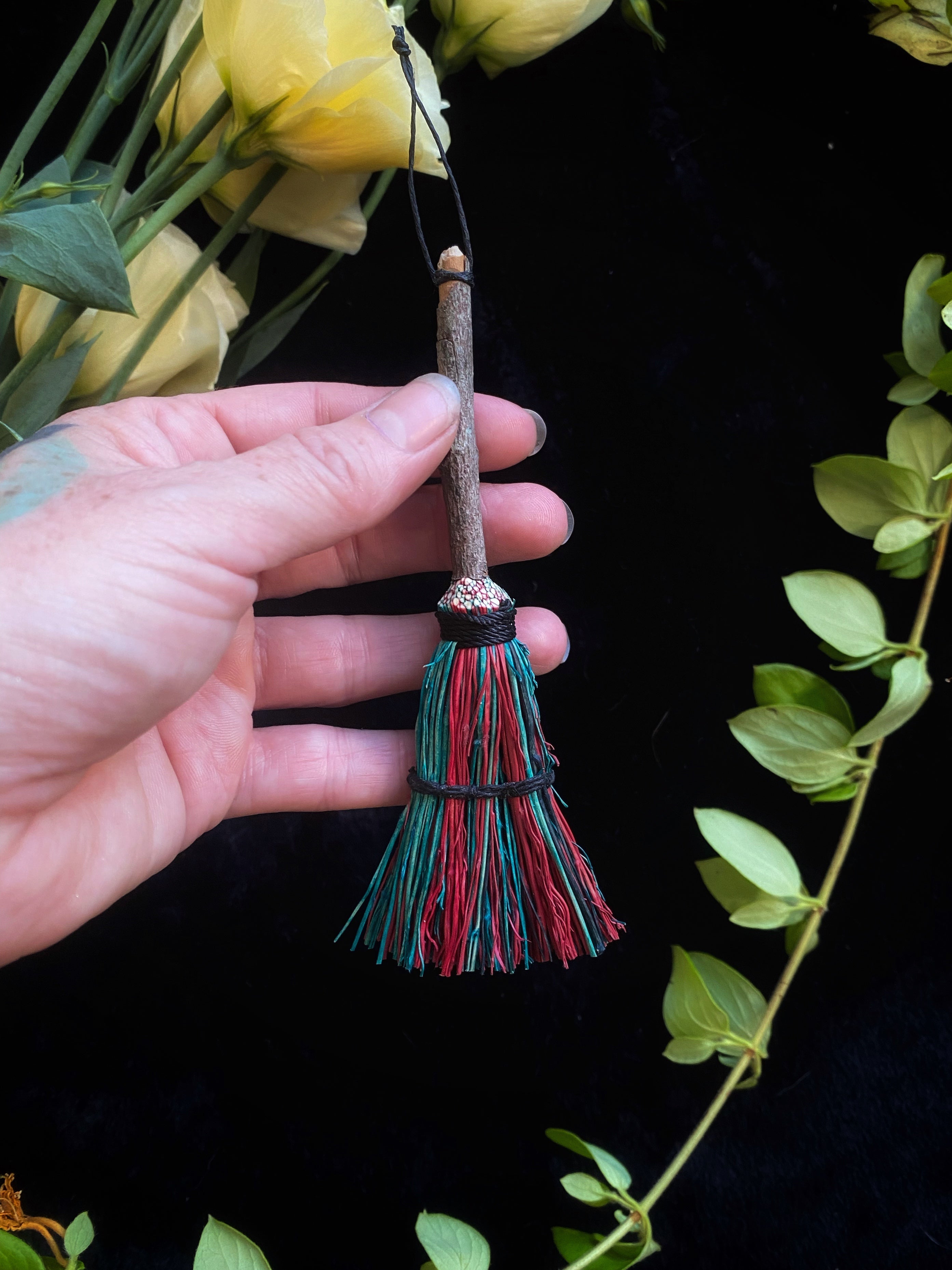 Miniature Besom/Sweeper Broom or Hand Brooms -3-5" Tampico -(functional or as an ornament) Keven Craft Rituals