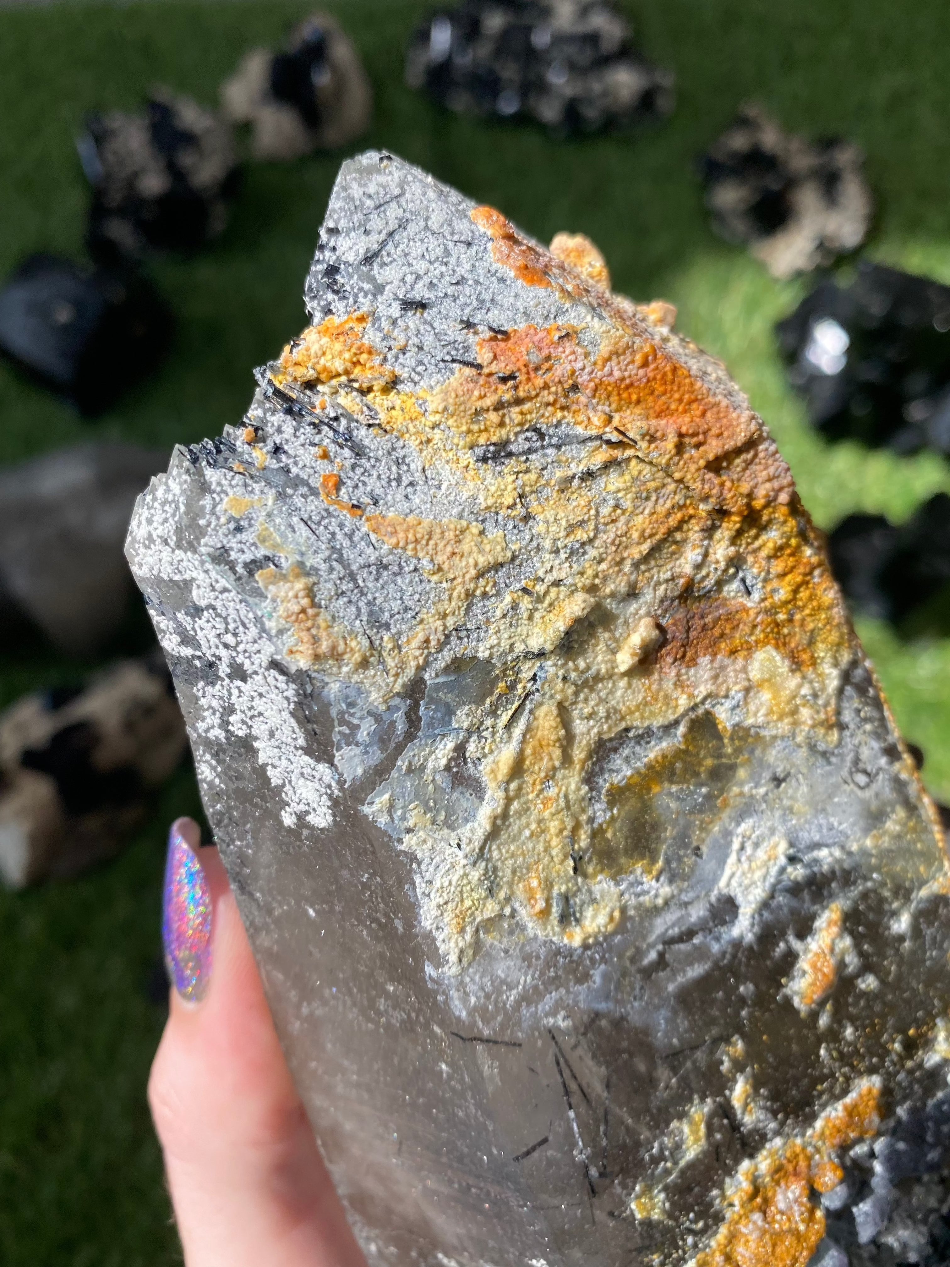 Quartz with Fluorite, Tourmaline and Hyalite Opal from Madagascar | High Grade Collector Mineral Curious Muse Crystals