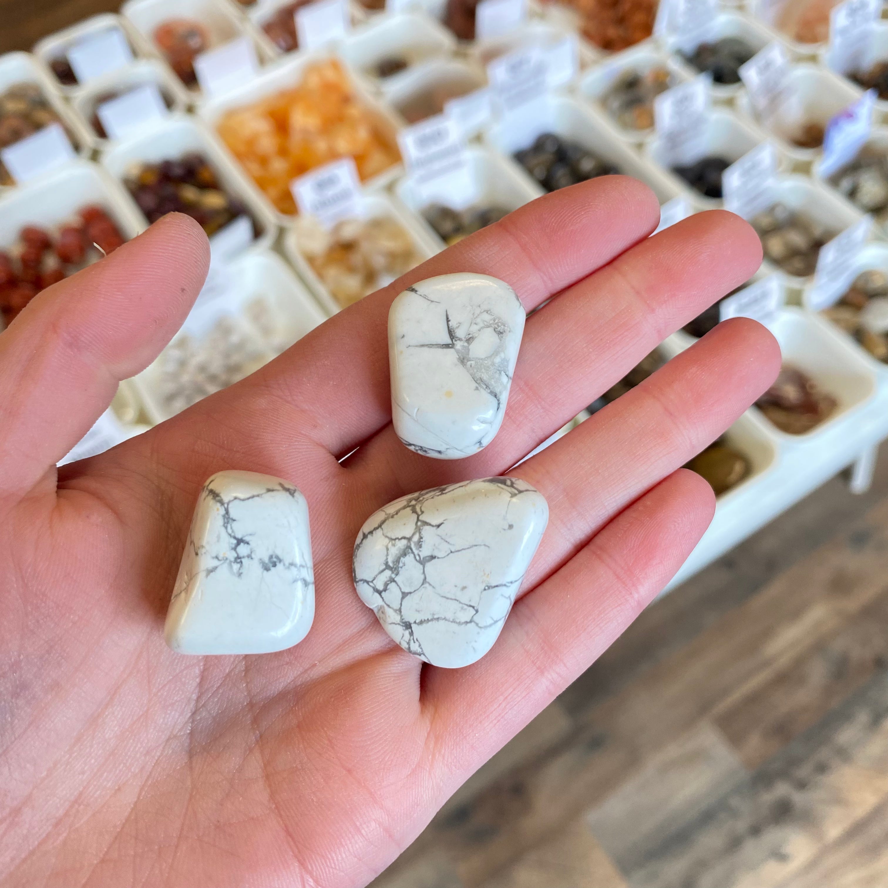 White Howlite (Calming) Tumbled White Mountain Crystals