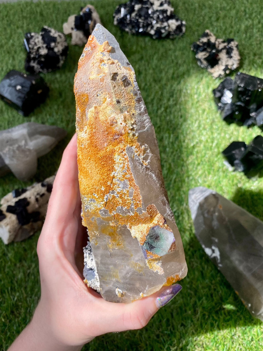 Quartz with Fluorite, Tourmaline and Hyalite Opal from Madagascar | High Grade Collector Mineral Curious Muse Crystals