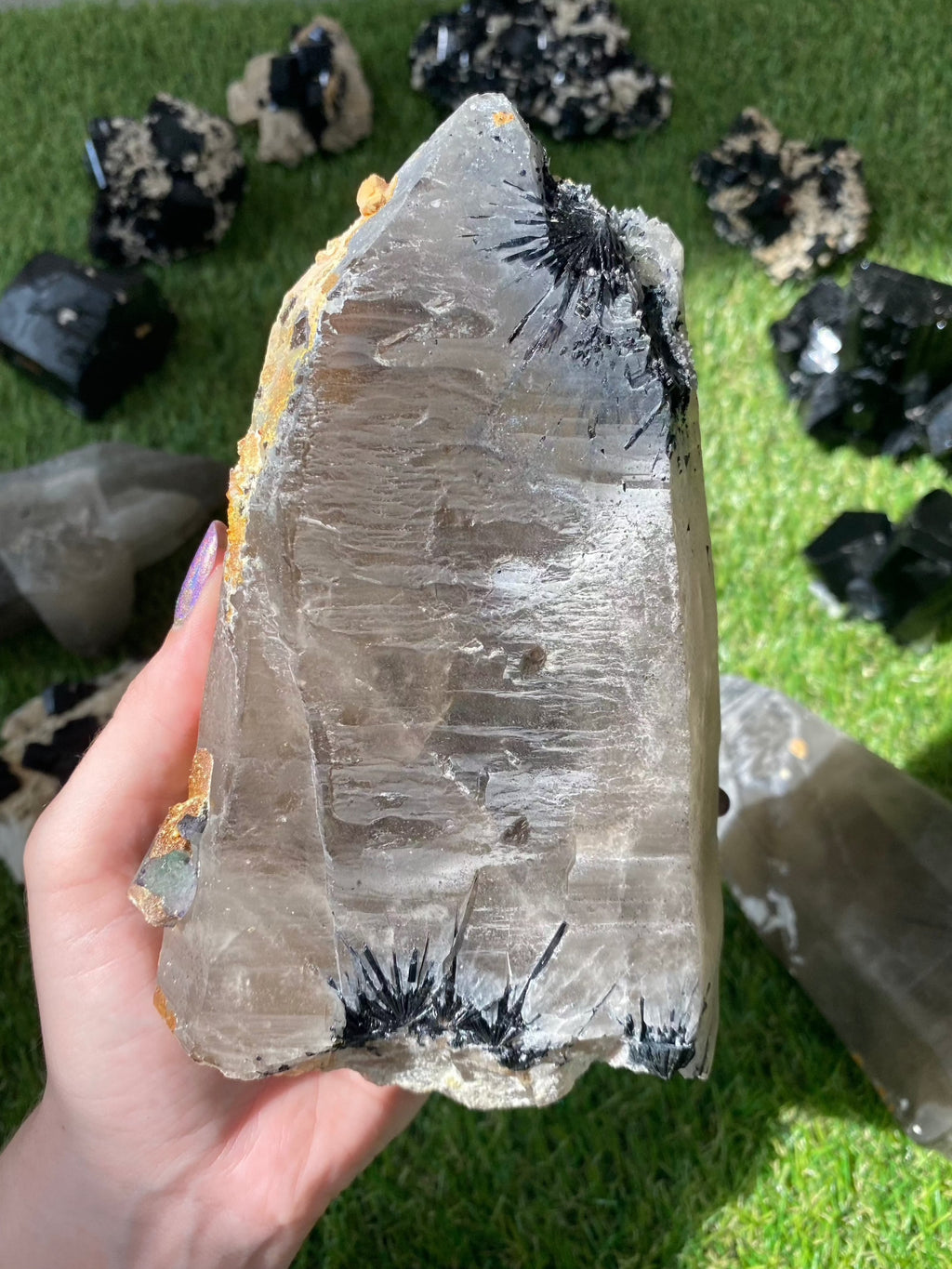 Quartz with Fluorite, Tourmaline and Hyalite Opal from Madagascar | High Grade Collector Mineral Curious Muse Crystals