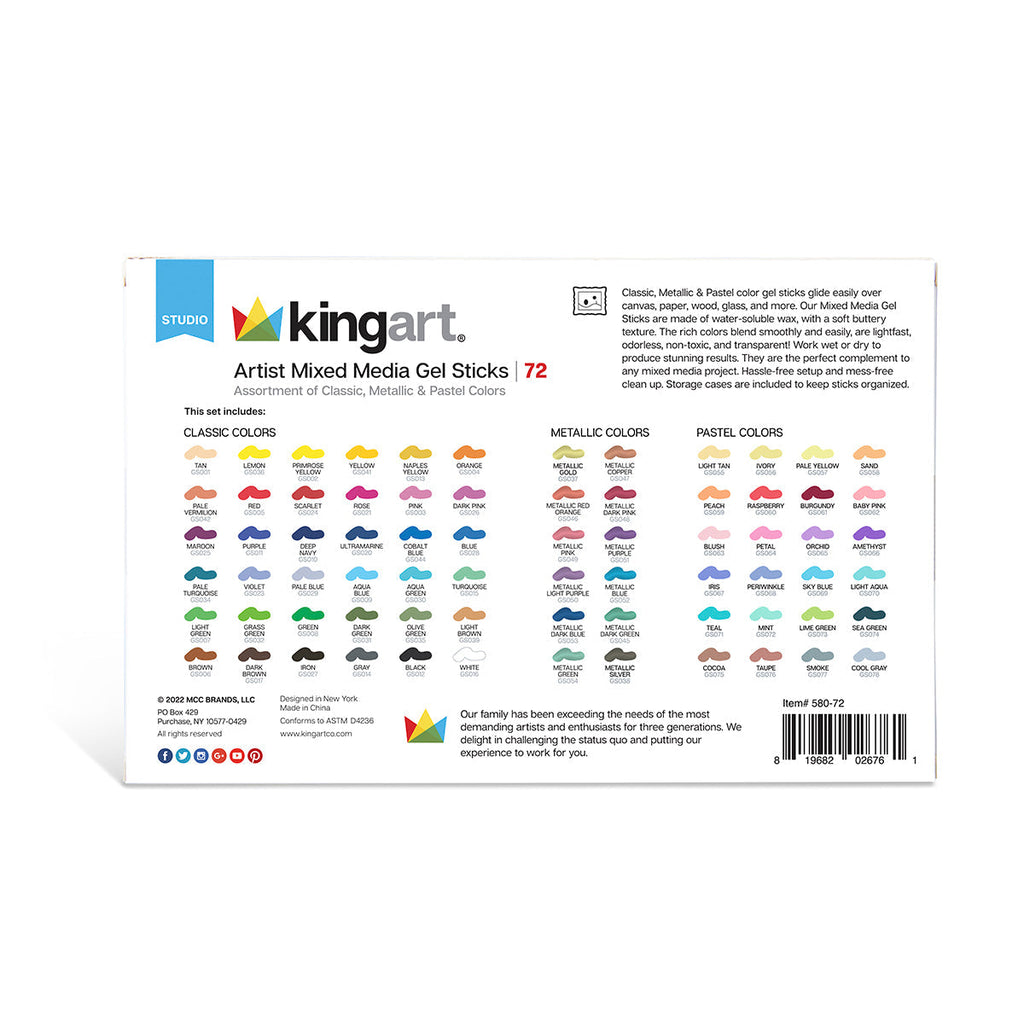 Gel Stick Crayons 72 Colors KINGART