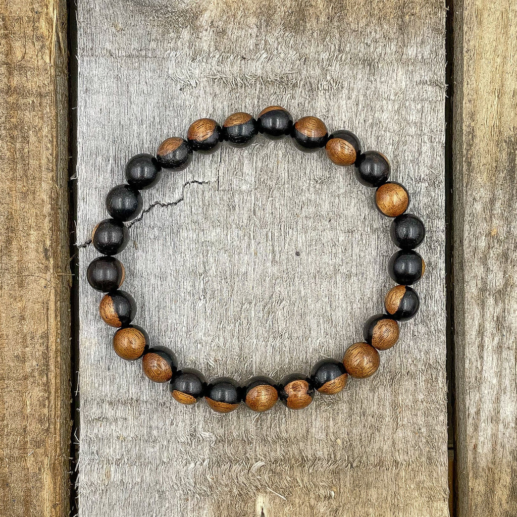 Union - Dual Black/Brown Sandalwood Mala Beaded Bracelet Everwood Original