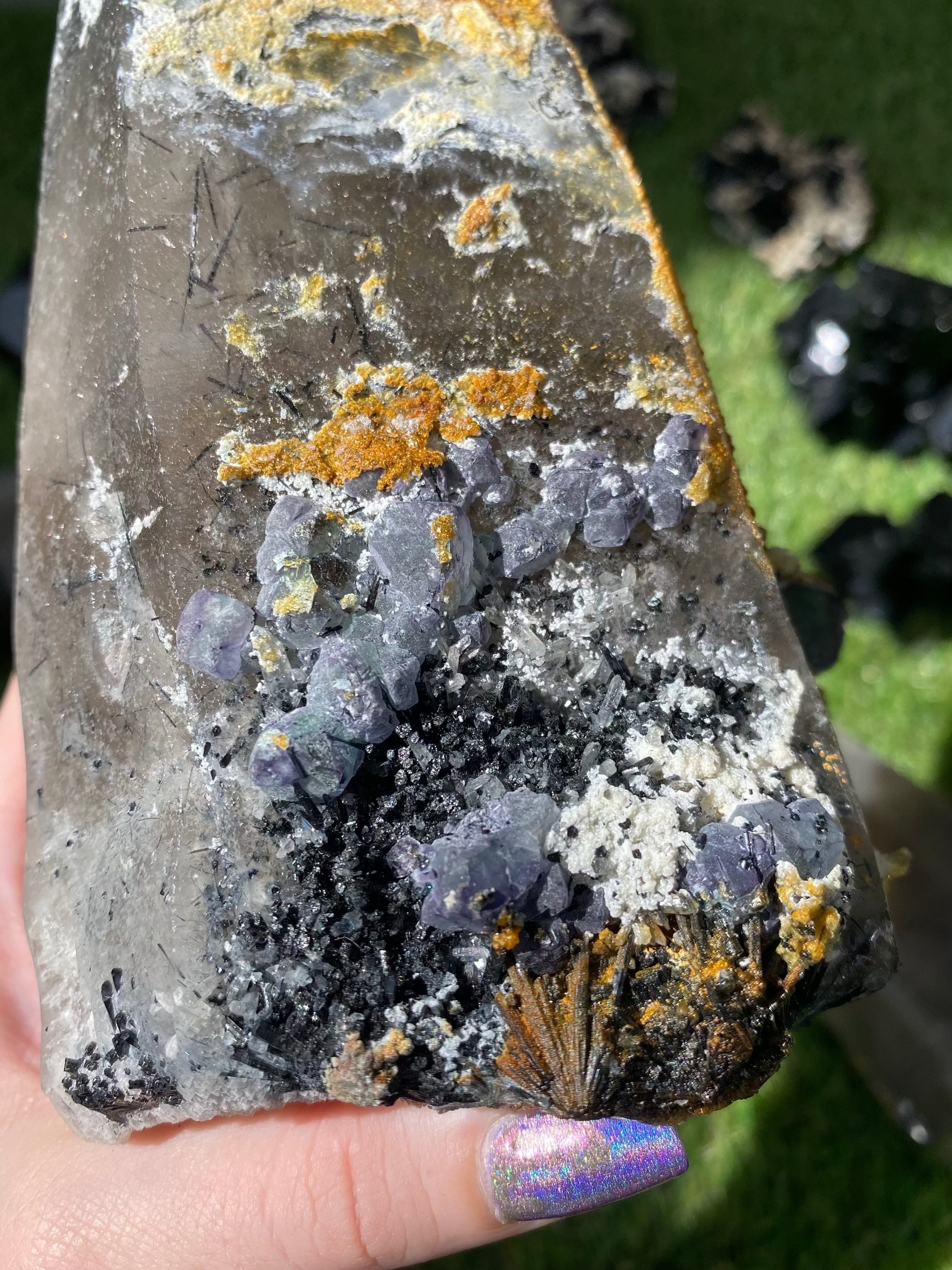 Quartz with Fluorite, Tourmaline and Hyalite Opal from Madagascar | High Grade Collector Mineral Curious Muse Crystals