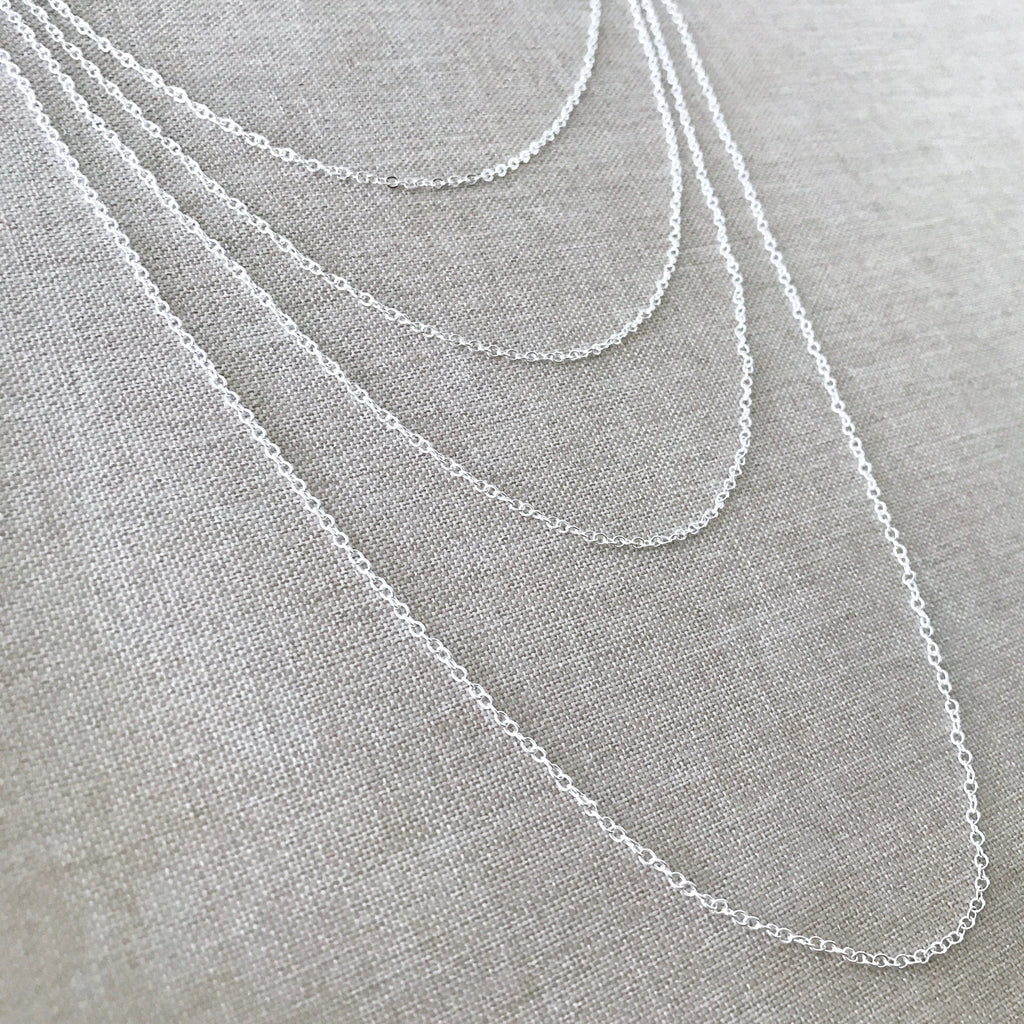 24" - 925 Sterling Silver Filled Necklace Chain - Dainty Fine - 24" - 24 Inch - Lobster Claw Clasp - .925 Stamped - Cable Chain The Attic Exchange