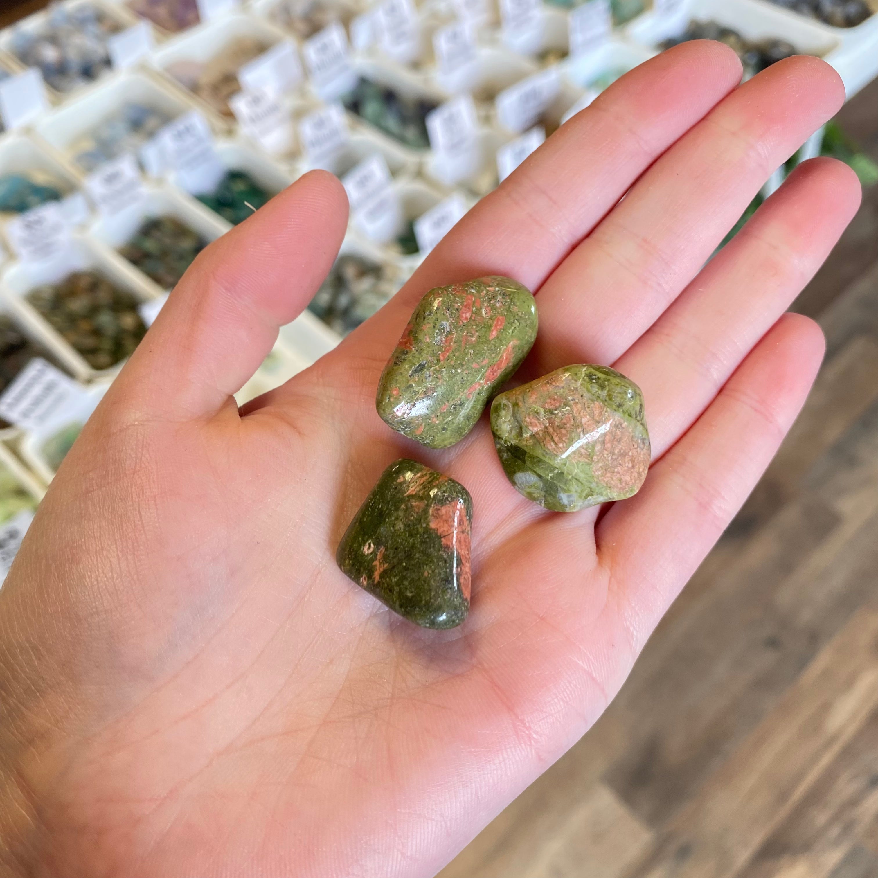 Unakite (Positive Thinking) Tumbled White Mountain Crystals