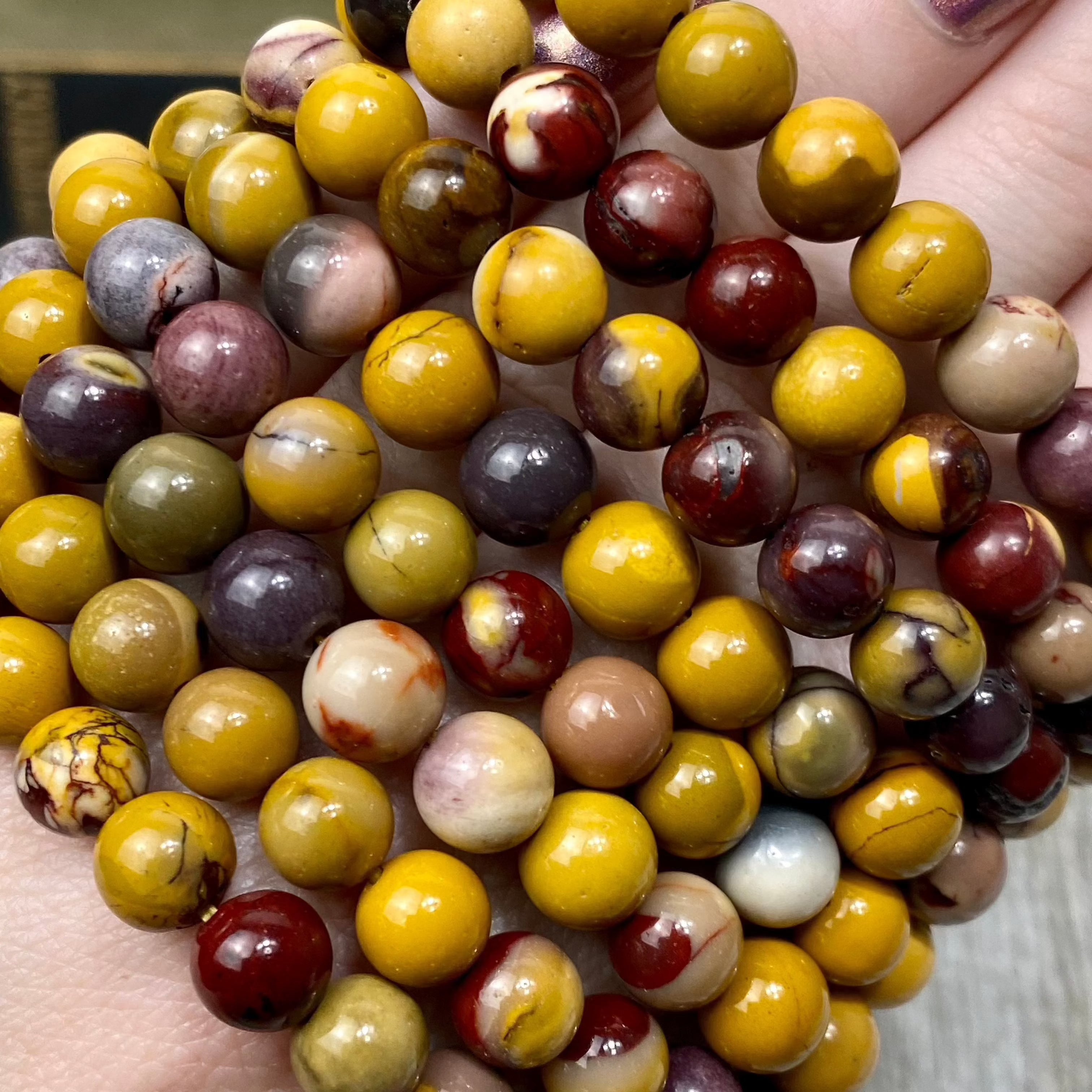 Mookaite Jasper 8mm Round Bead Crystal Bracelet Curious Muse Crystals